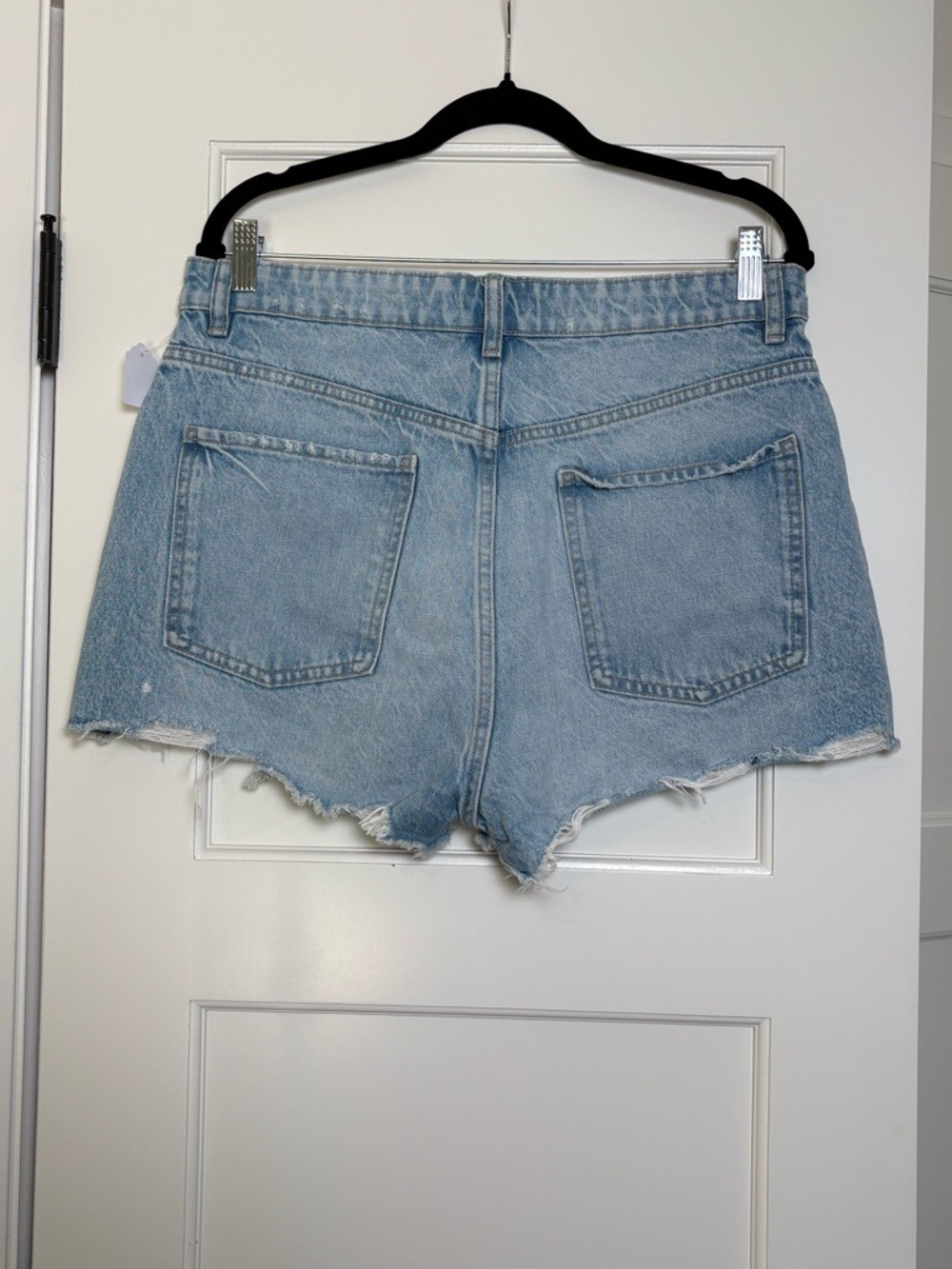 Zara Light Blue Distressed Denim Shorts (12)
