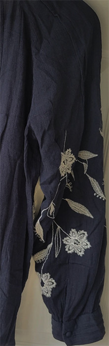 NWT! J JILL NAVY BLUE EMBROIDERED WHITE FLORAL PLEAT PINTUCK SHIRT TUNIC TOP XL