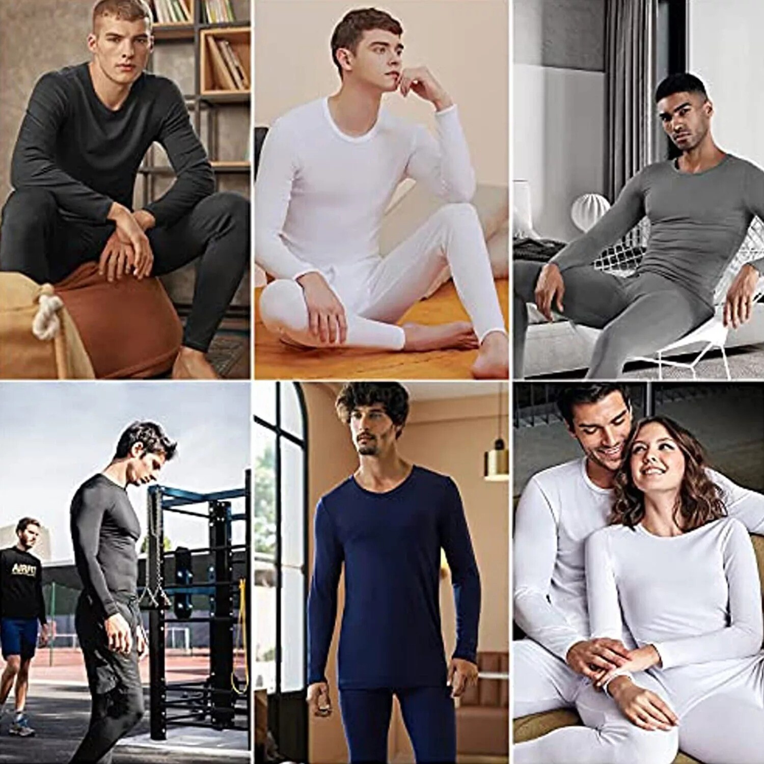 Men Seamless Thermal Underwear Fleeced Lined Long Johns Set Warm Tops&Panties US
