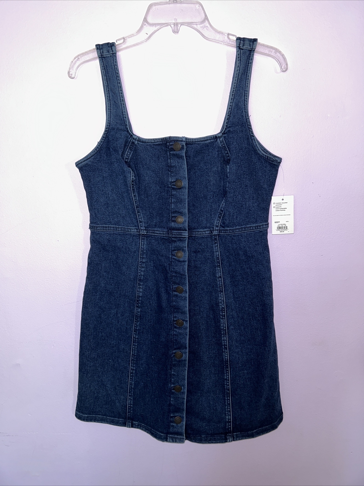 So Brand Blue Jean Denim Sleeveless Buttun up Dress Junior Size Large Nwt