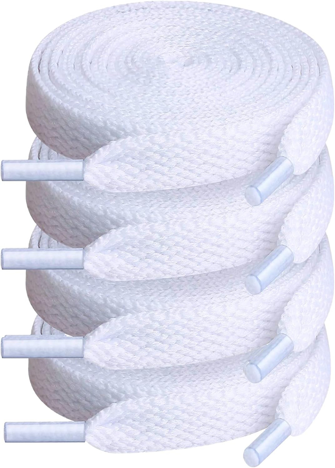 Shoe Laces for Sneakers Flat Polyester 54 Inch White 4 Pairs Athletic Casual