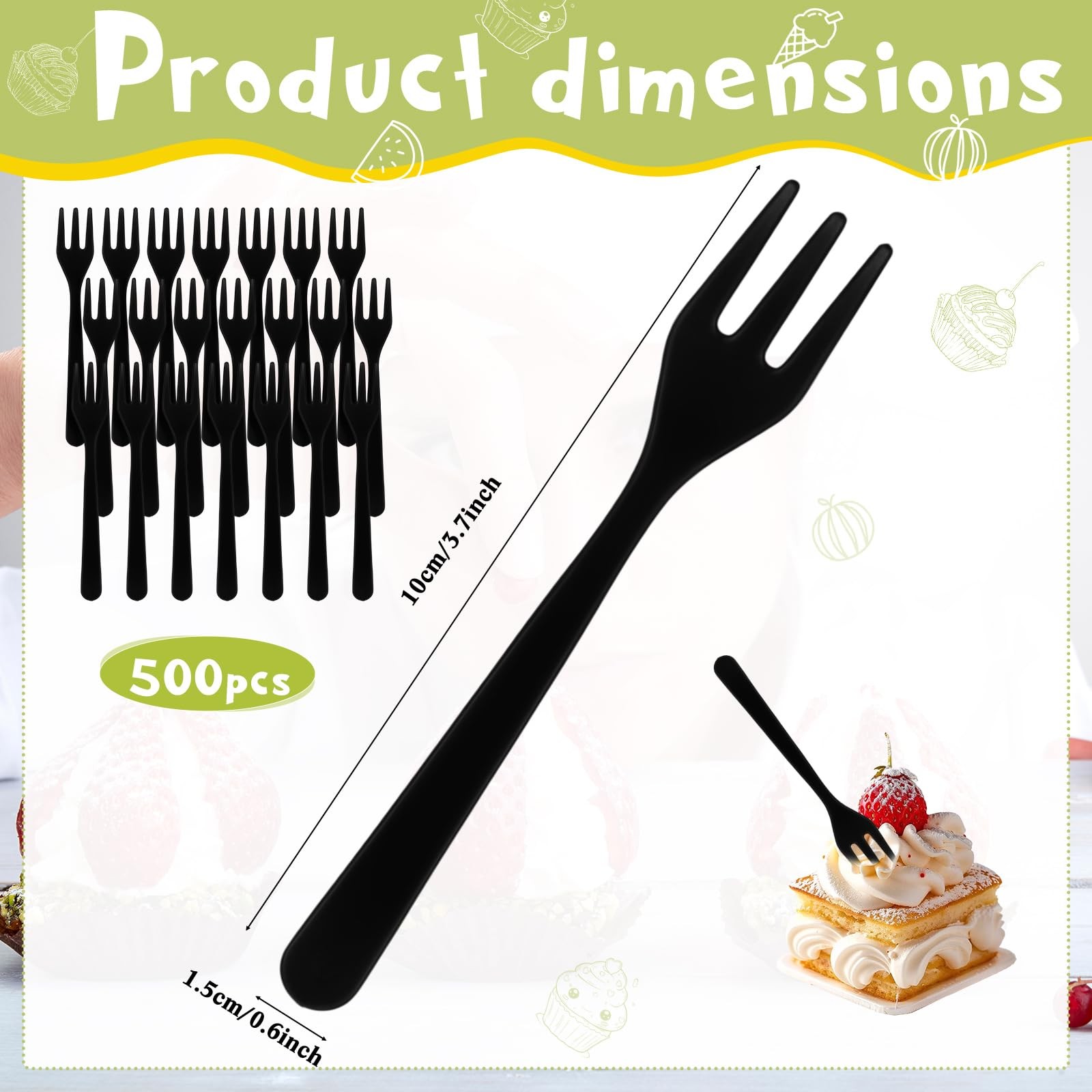 Skylety 500 Pcs Plastic Mini Forks 3.7 x 0.6 Inch Tiny Small Disposable