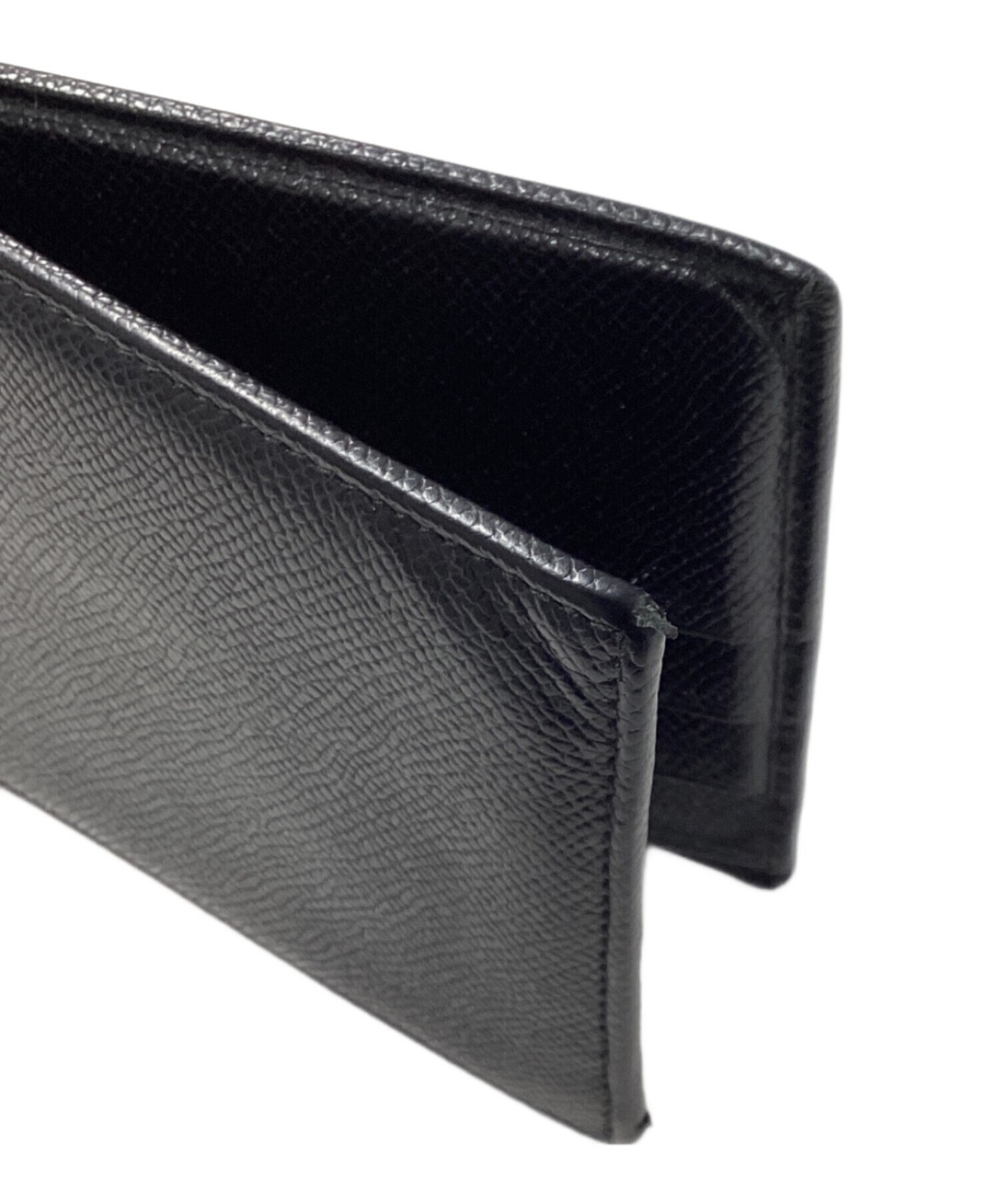 DOLCE&GABBANA Studded Metal Plate Leather Wallet Black Men Auth