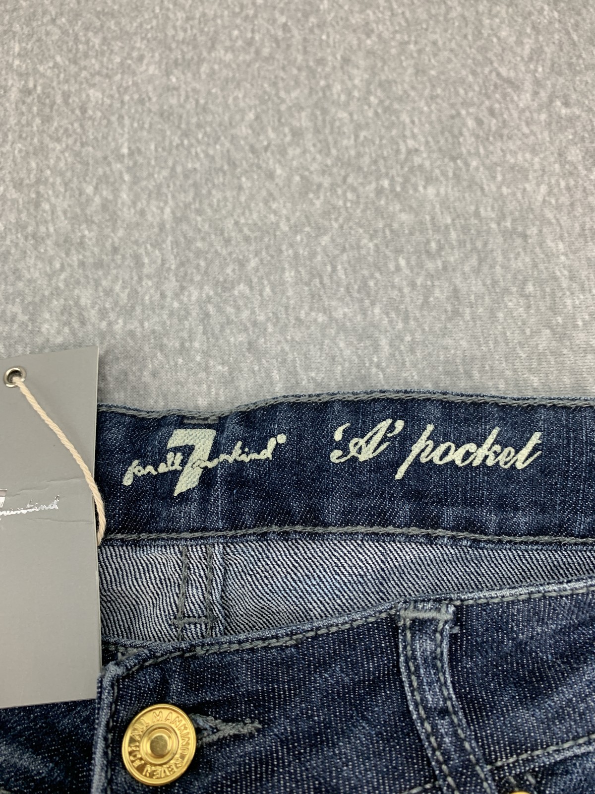 7 For All Mankind Jeans Womens 30 Flare Leg Blue A Pocket Studded Stretch USA