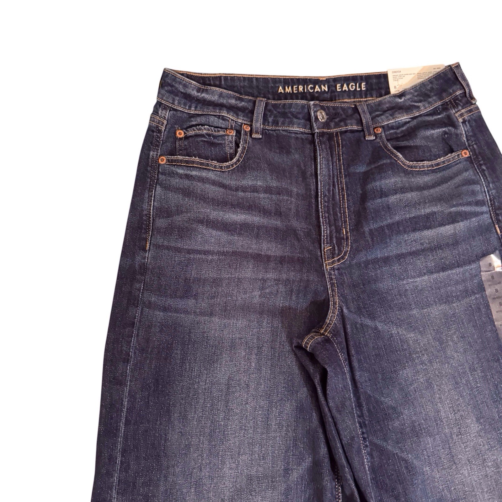 American Eagle NWT SZ 8/29 Dreamy Drape Low Rise Baggy Wide Leg Jeans Dark Wash