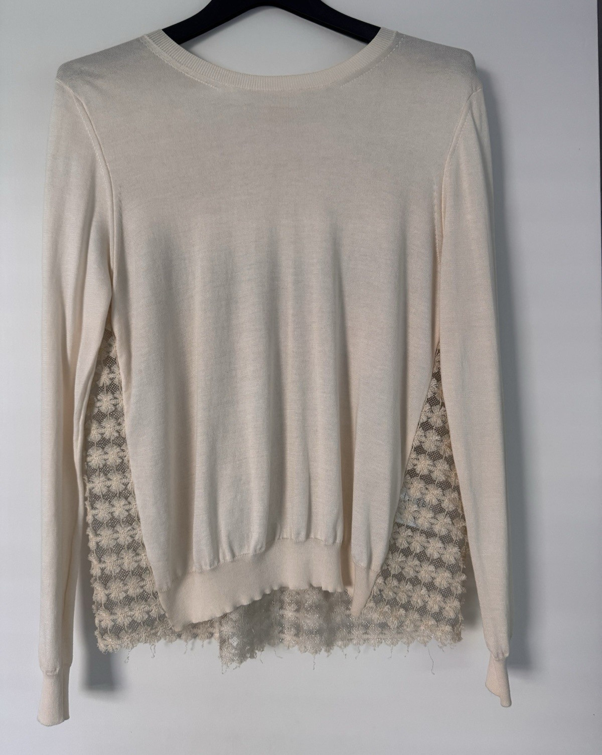 Aqulano Rimondi Beige Knit Lace Floral Top Women’s 42, US 6