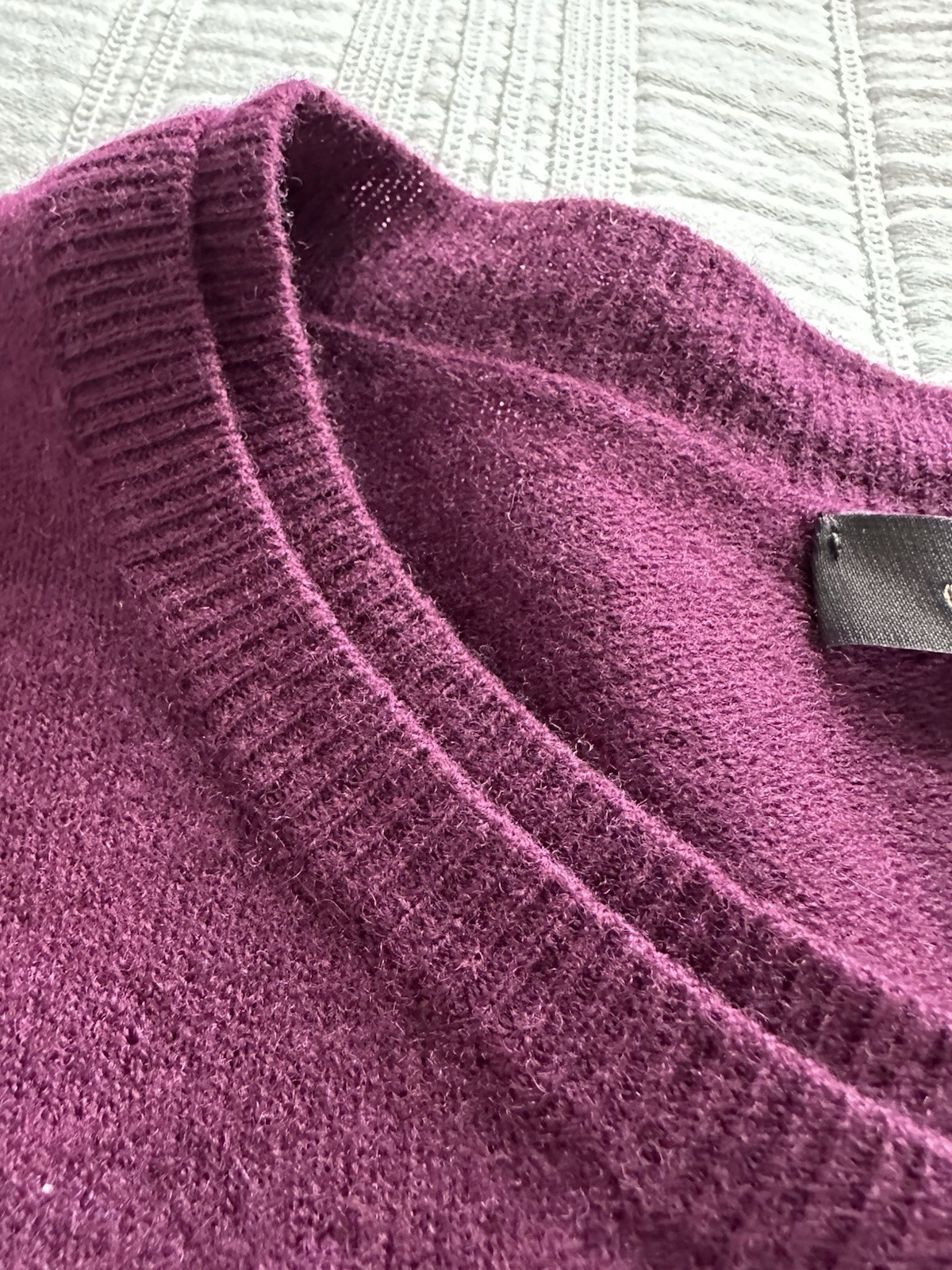 Jaeger Plum Purple Long Sleeve Knit Jumper Dress Size S 90% Wool 10% Cashmere