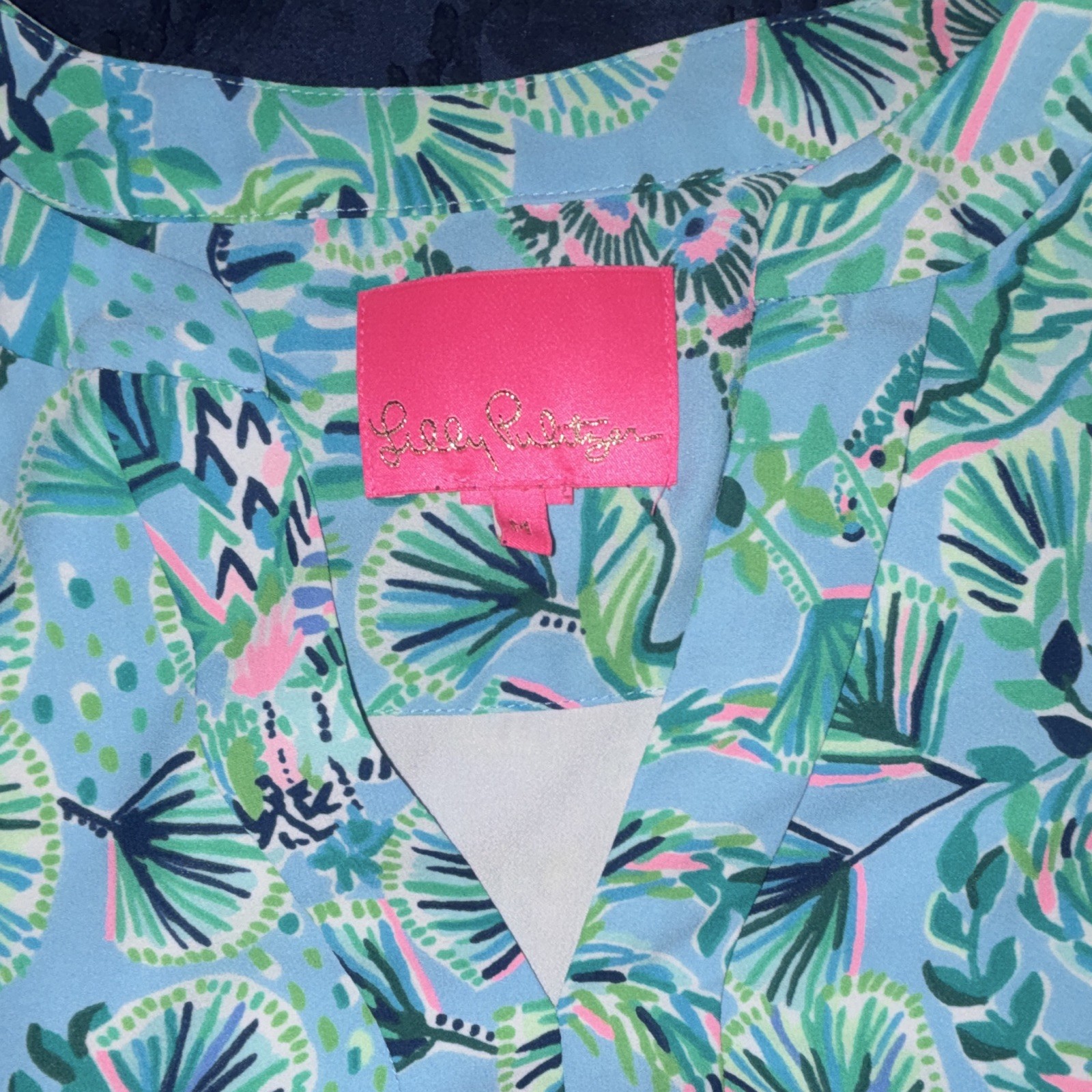 Lilly Pulitzer Women’s M Tropical Floral V-Neck Long Sleeve Lined Dress