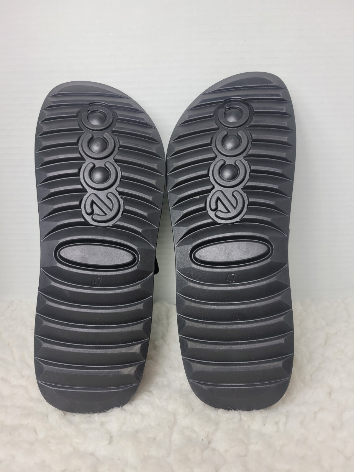 Ecco 2nd Cozmo Sandals Men’s Size 13 Black Leather Double Strap Comfort Slide