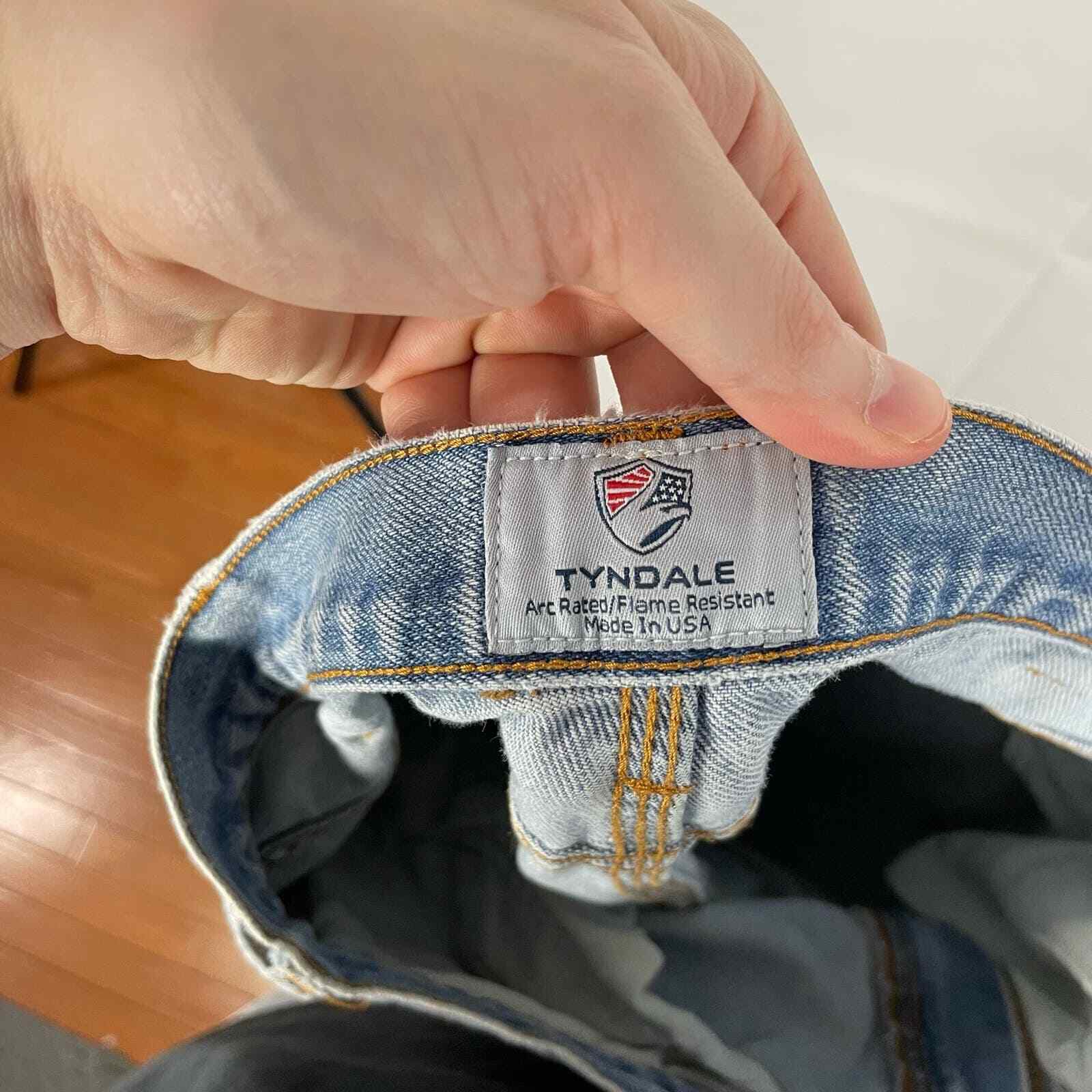 Tyndale FR Jeans Flame Resistant F290T Carpenter 35 X 32 Light Wash Distressed