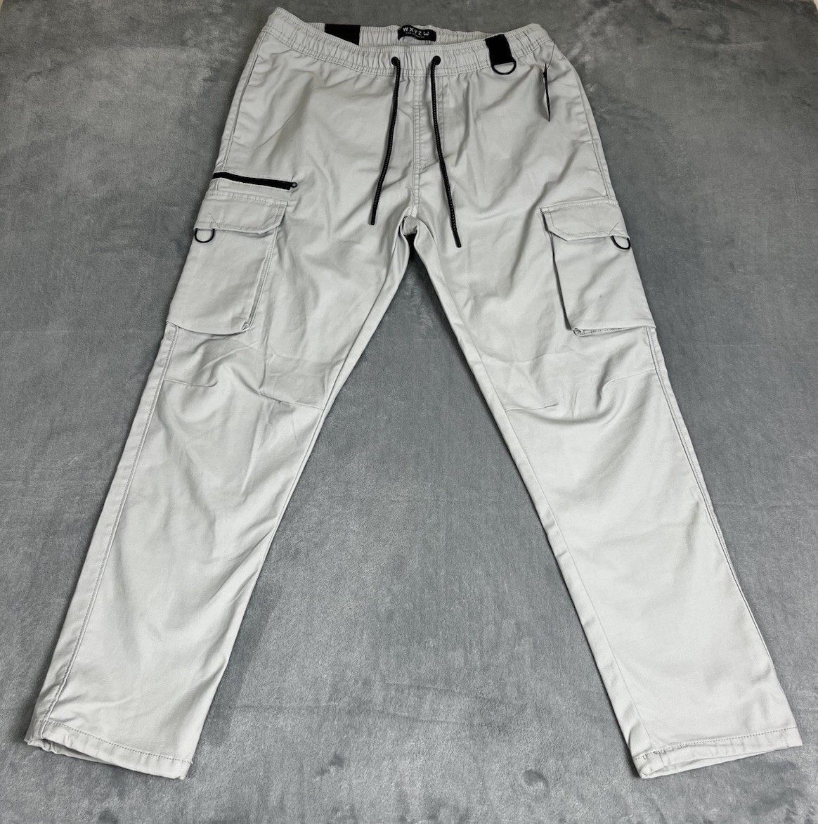 NEW WXYZ Los Angeles James Tech Twill Cargo Pants Light Gray Utility Gorpcore
