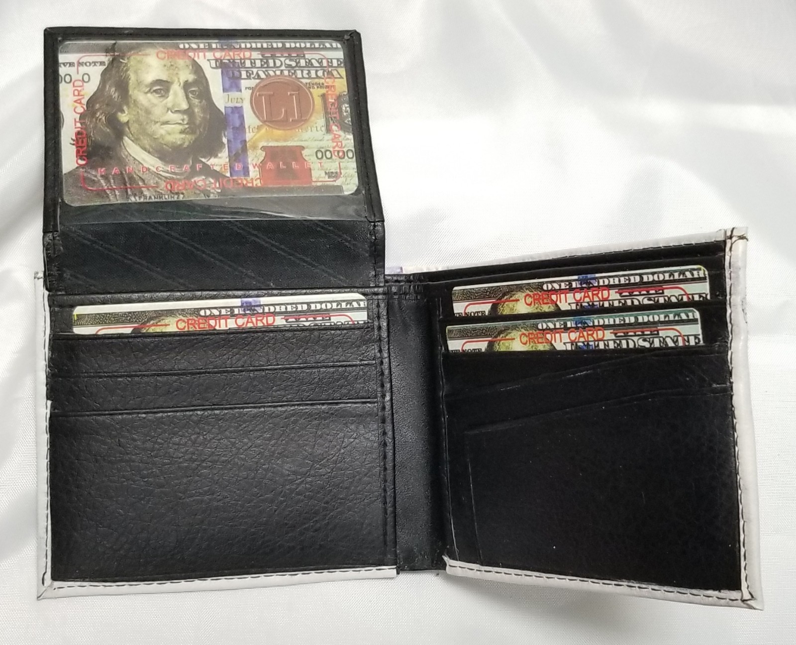 $100 New Bill Printed Wallet Handcrafted BI-Fold Men’s Vegan Leather Great Gift
