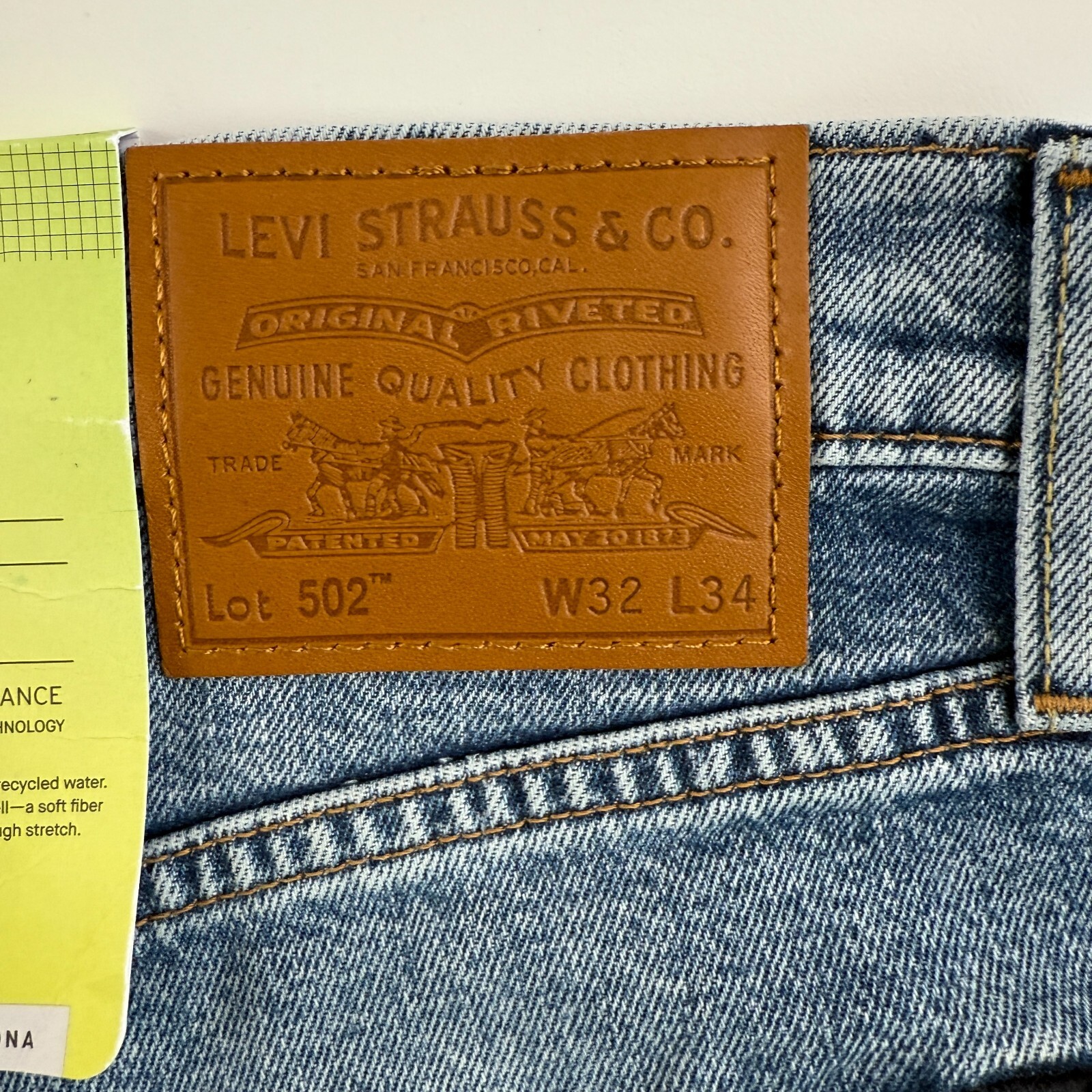 Levi’s Premium Men 502 Taper Fit Stretch Tapered Leg Jeans 32×34 Blue NWT
