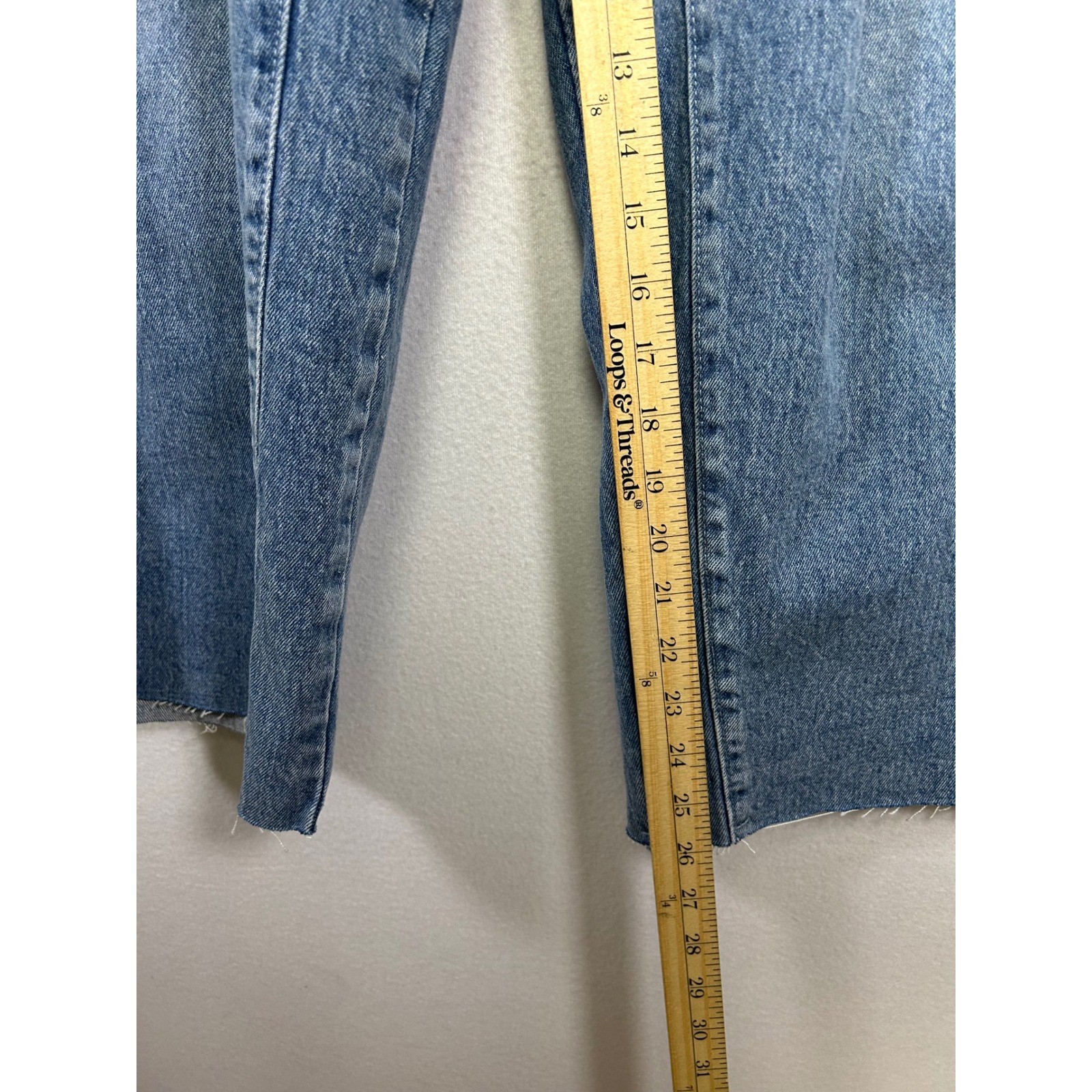 Utility Workwear Free Assembly Womens 12 Blue Carpenter Barrel Jeans Raw Hem