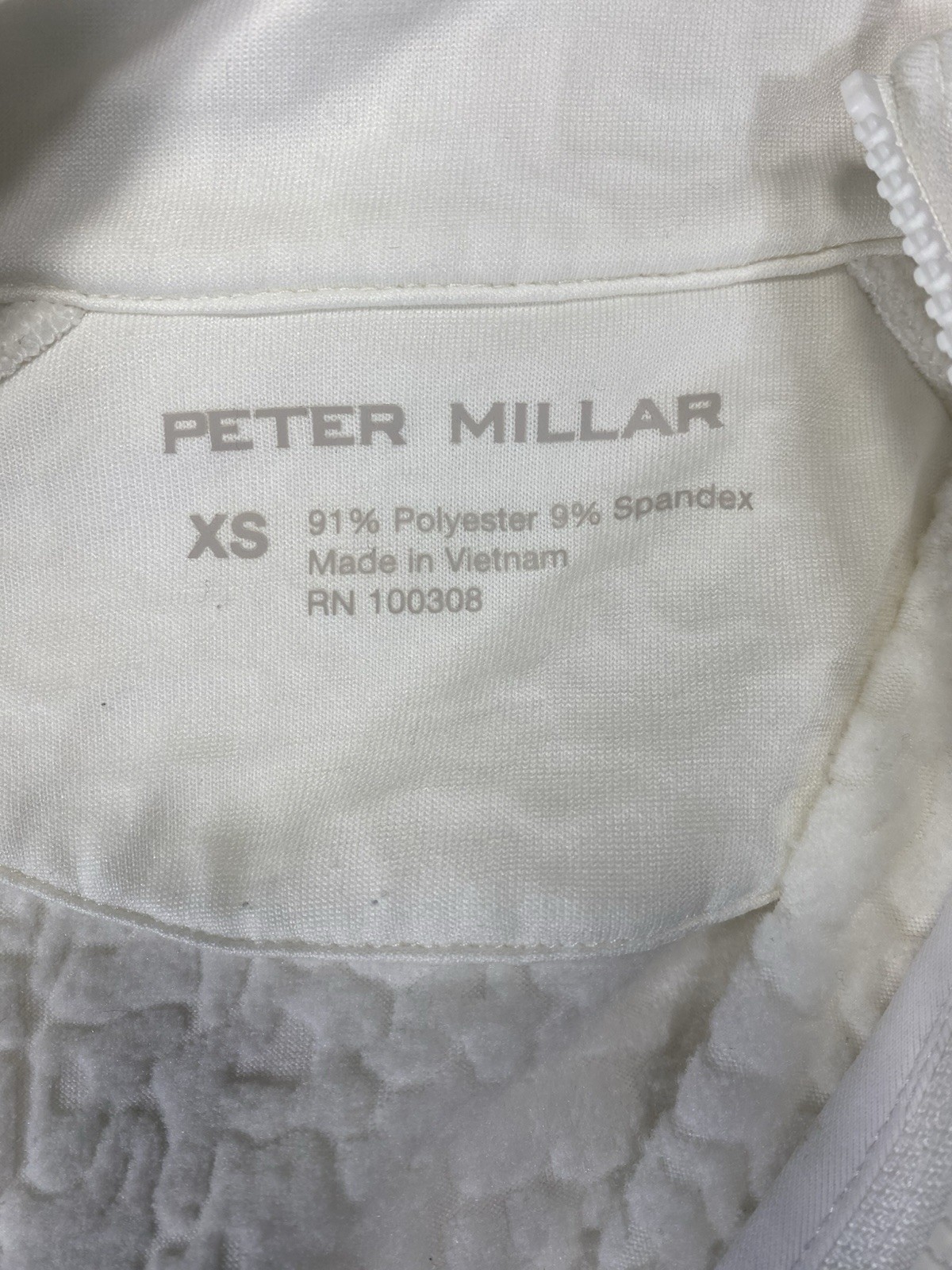 Peter Millar Women’s 1/2 Zip Pullover X Small White Texured Lined Fleece