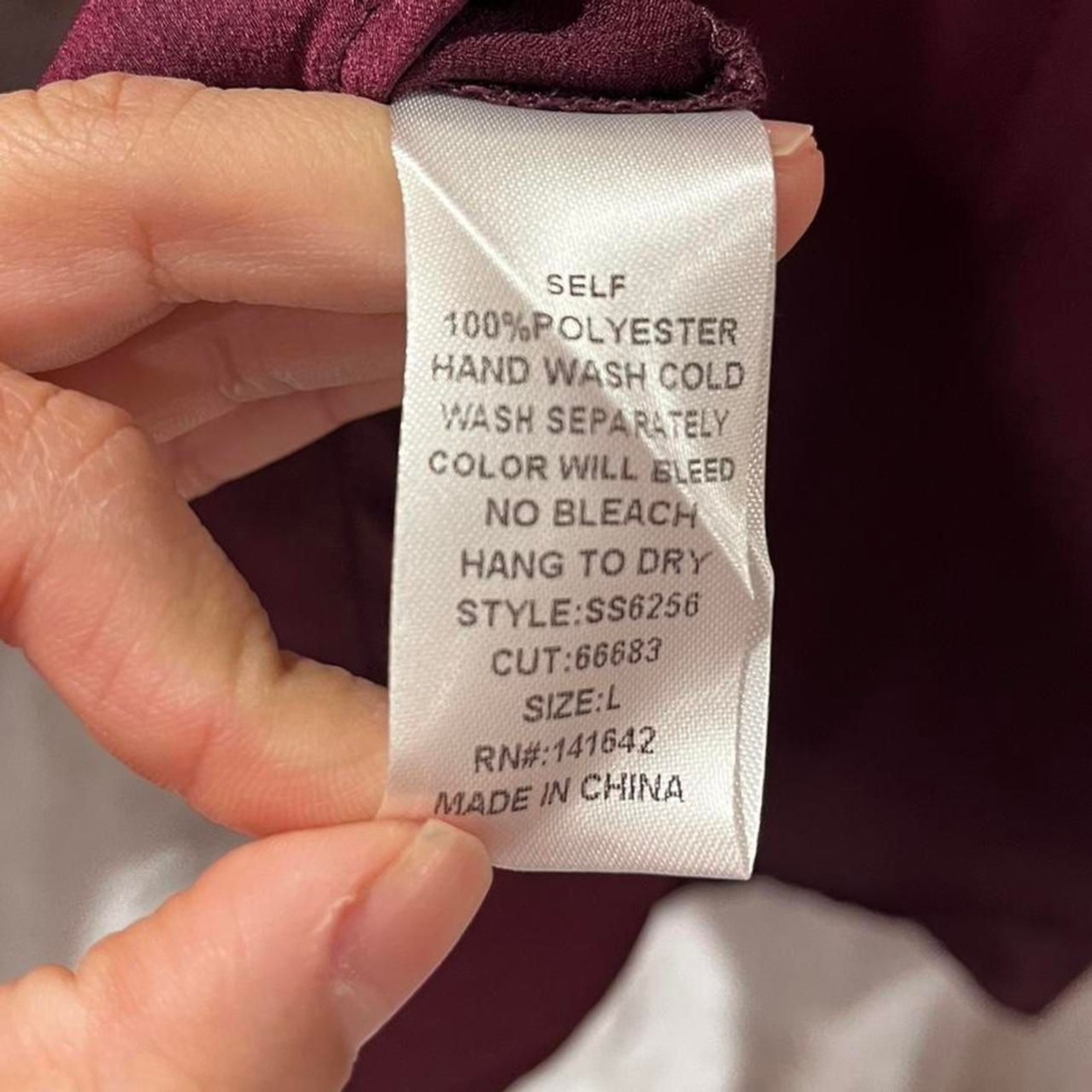 SHE+SKY Burgundy high neck blouse with long sleeves SIZE LARGE