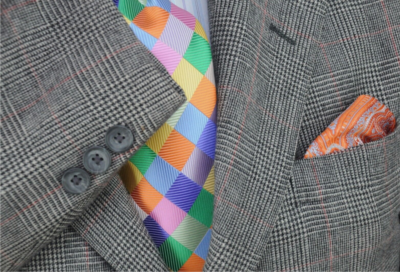 Corbin Men’s Gray & Red Plaid All Season Wool Blazer Sport Coat 40R 40 Regular