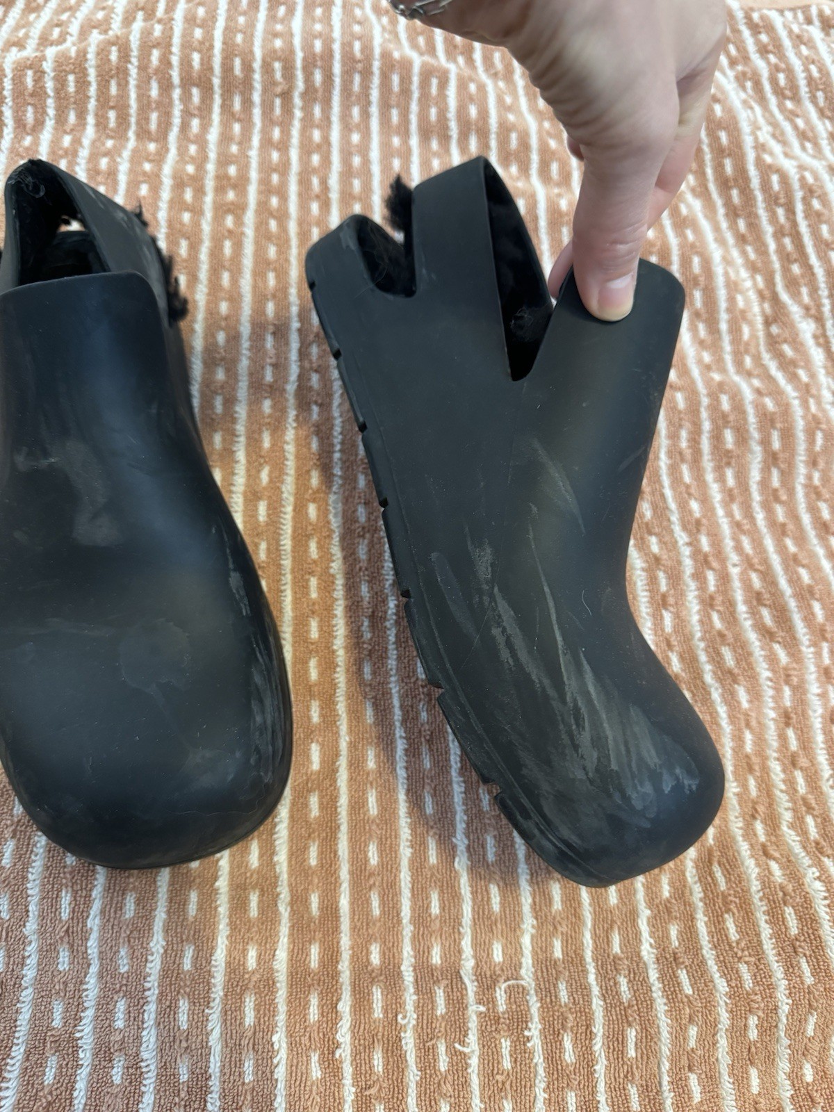 BOTTEGA VENETA Black Puddle Rubber And Shearling Slippers Slingback Mule Size 39