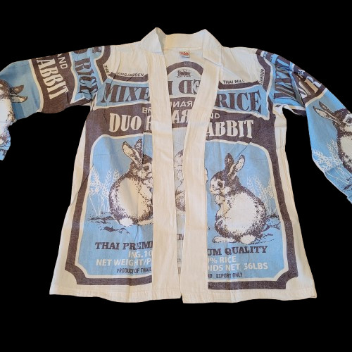 Flour Sack BUNNY Jacket Blazer Garden Hippie Cottage Core Boho One Size Relaxed