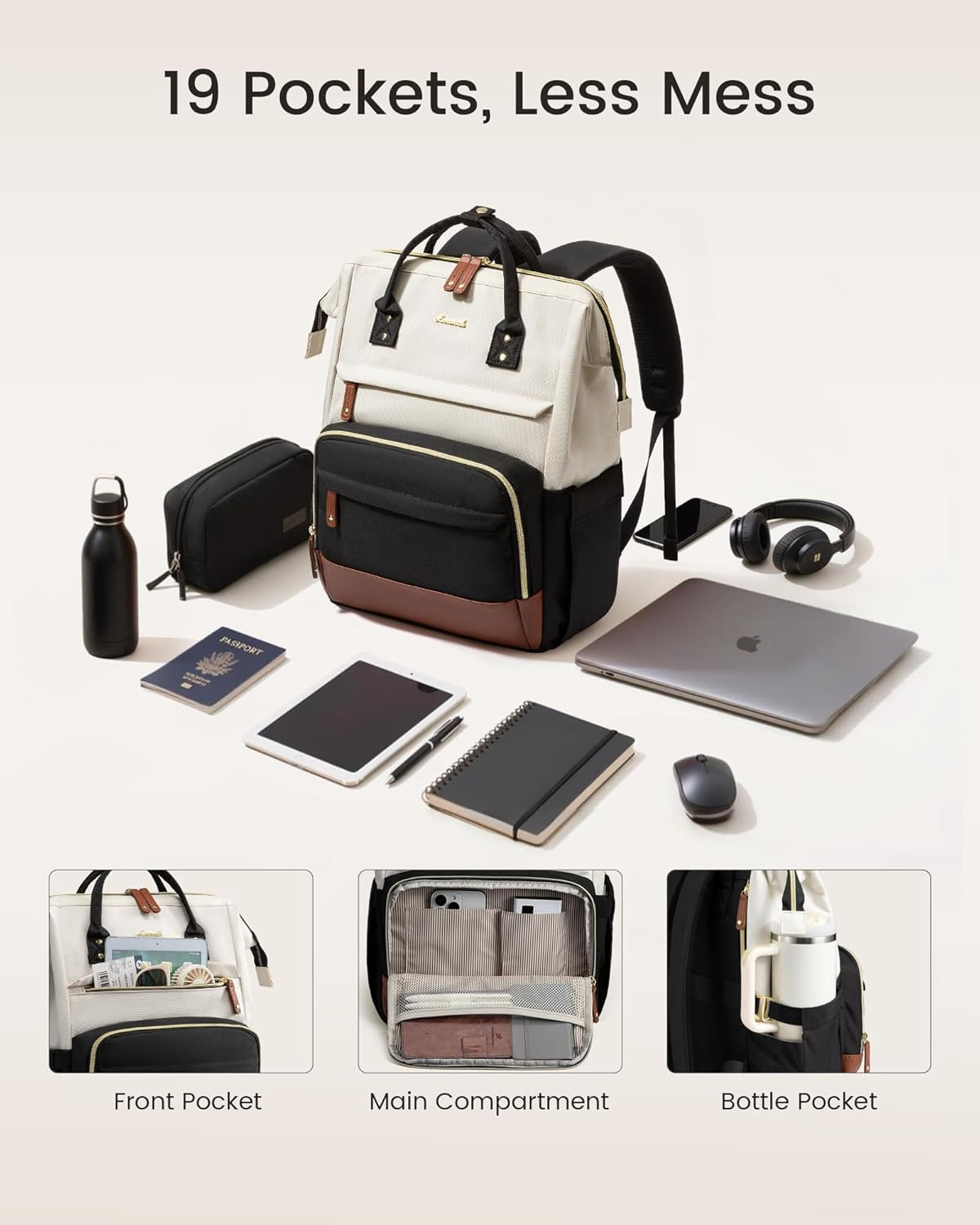 Laptop Backpack for Women, 15.6 Inch Work Business Backpacks Purse with Large Ca