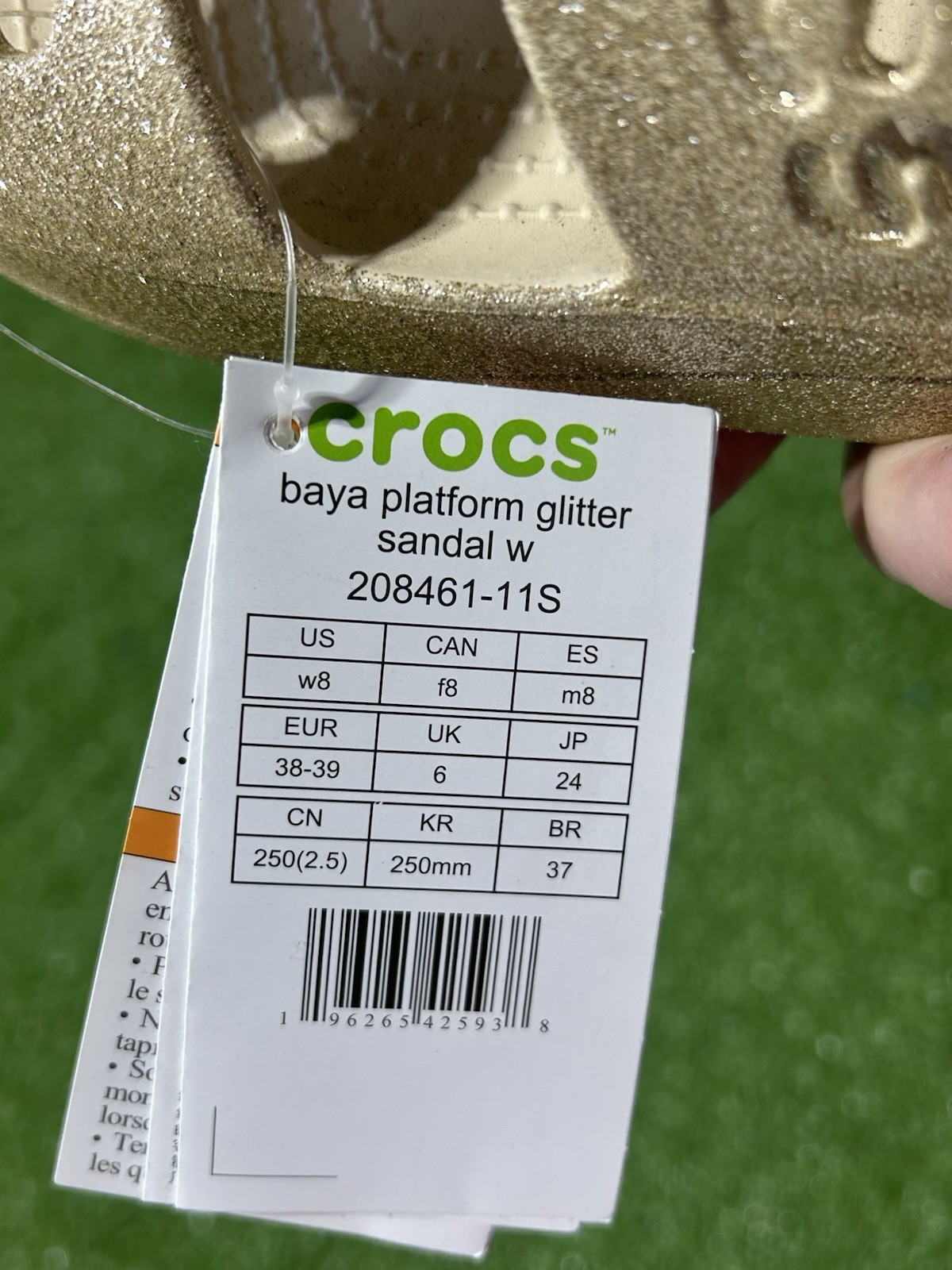 Crocs Baya Platform Golf Glitter Slide Sandal Women’s Size 8 NEW