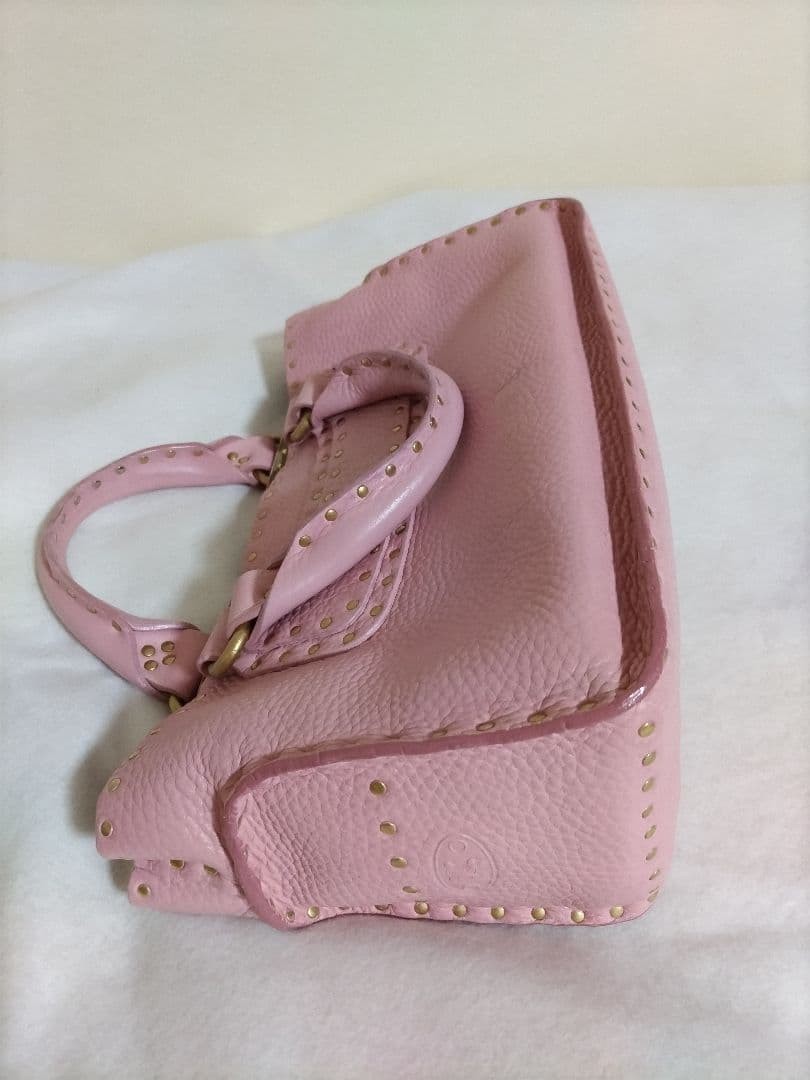 CELINE Boogie Bag Pink Genuine Leather Rare Studded Tote Authentic