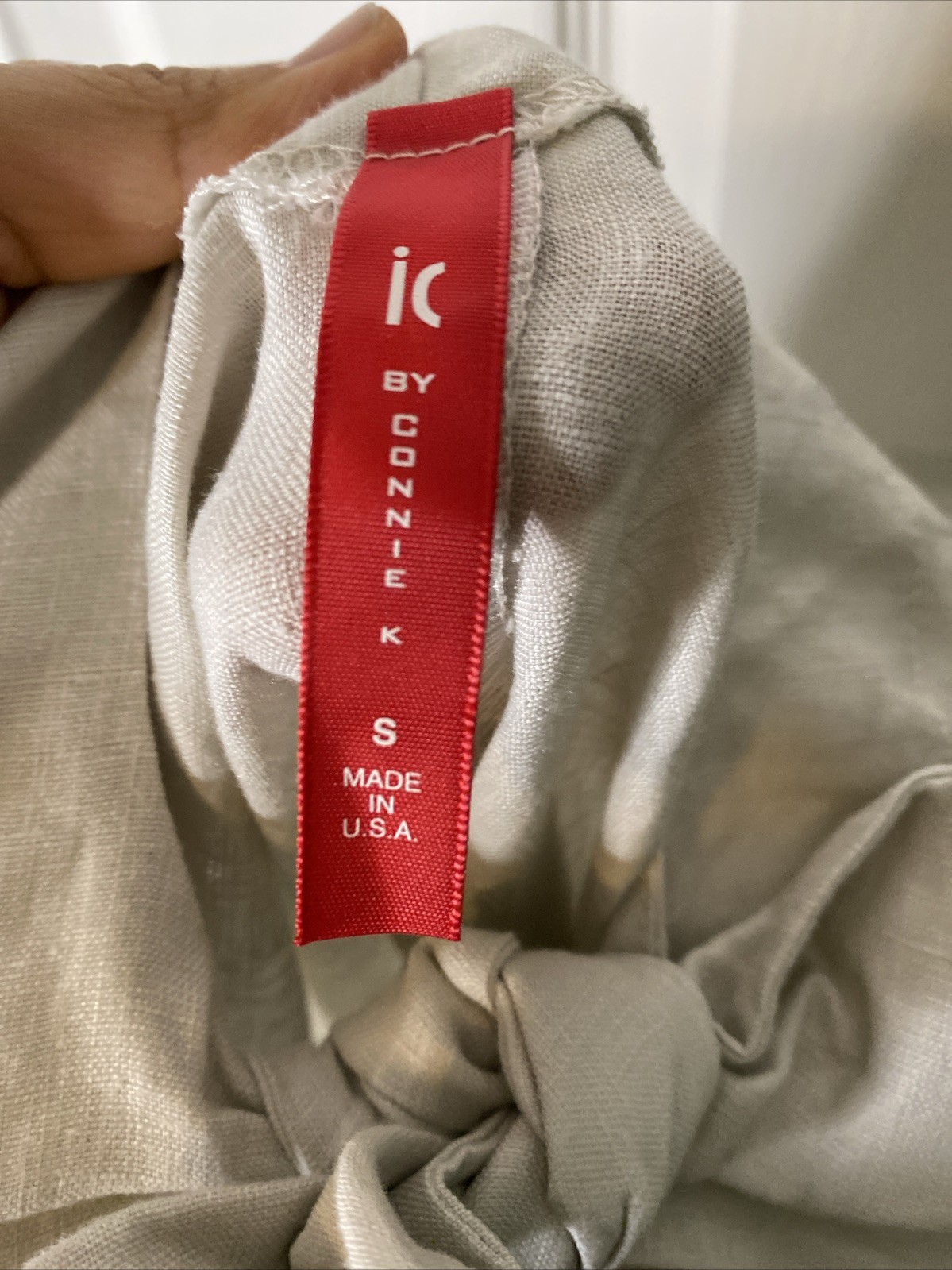 IC by Connie K Linen Asymmetric Tunic Top Shirt Small S Patch Pocket Made in USA