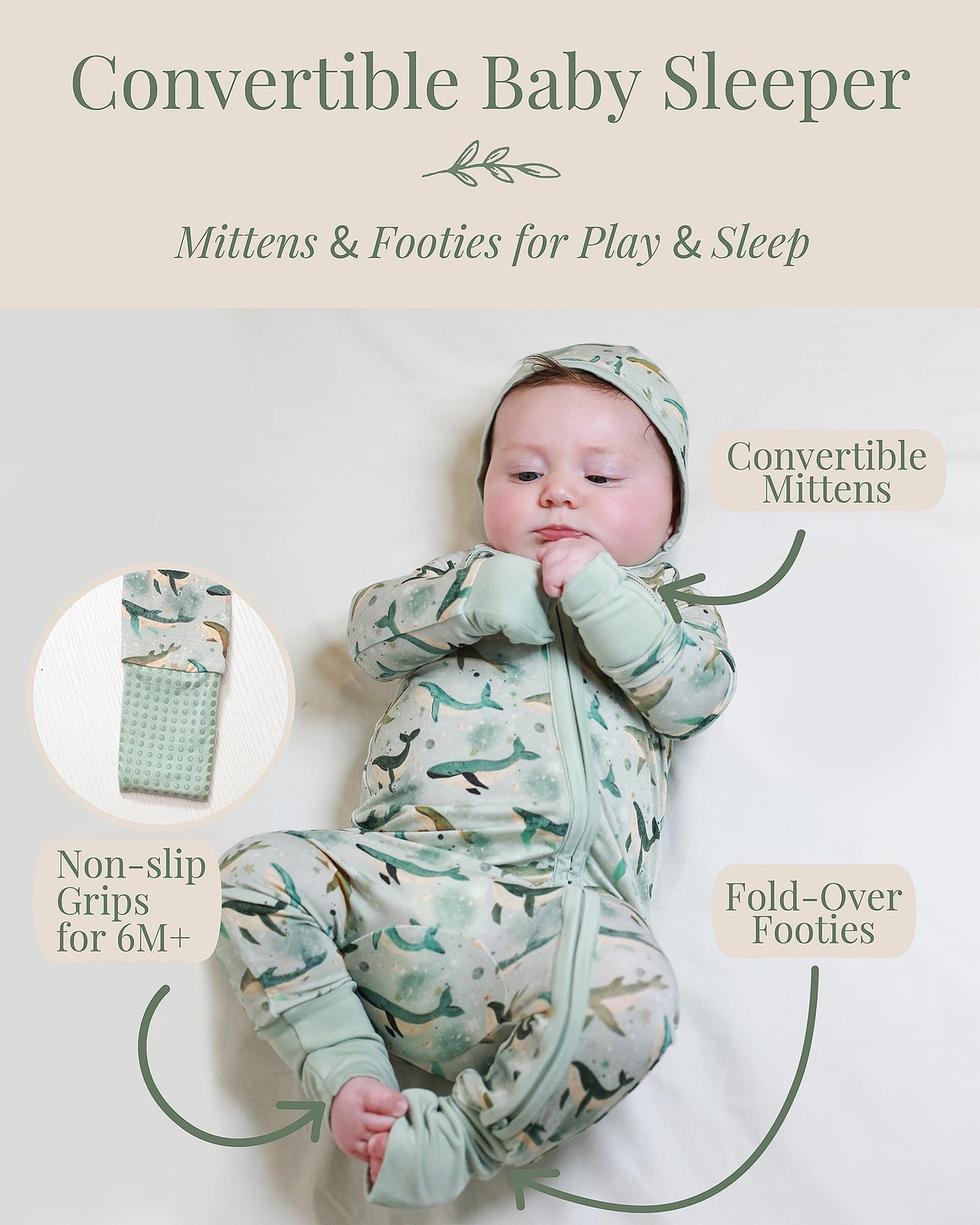 95% Viscose from Bamboo 5% Spandex Baby Sleeper Gift Set – Soft Footie Pajama…