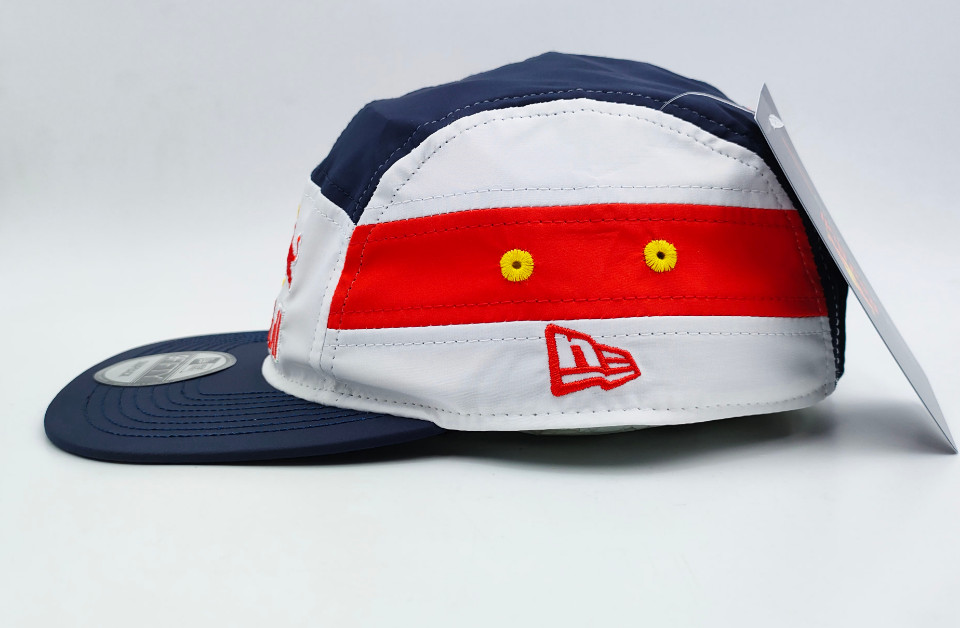 R 5-Panel Navy, White & Red Camper Cap.. F1 Racing. BMX. MotoGP. Supercross.