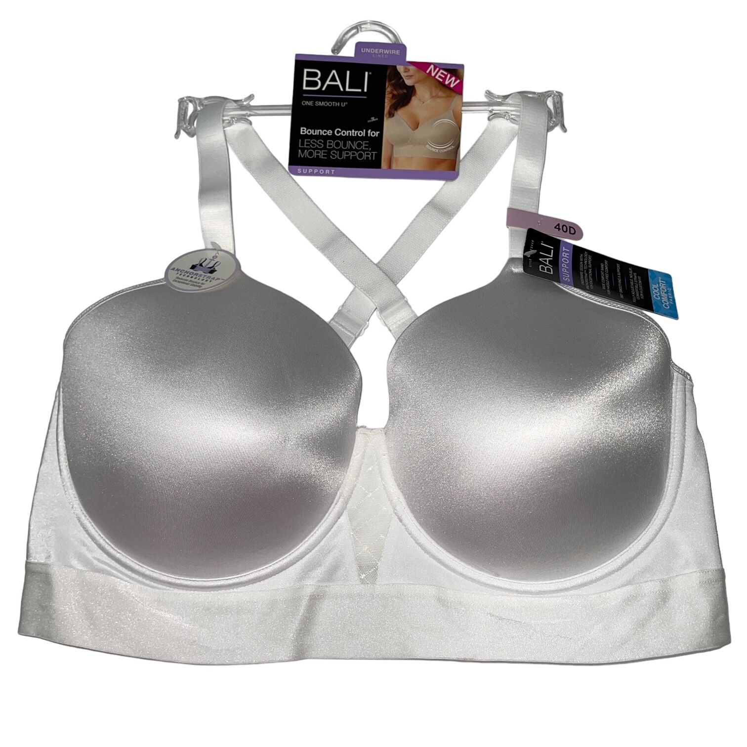 Bali Bra Underwire Bounce Control Wide Support Band Smoothing Cool Comfort 3456