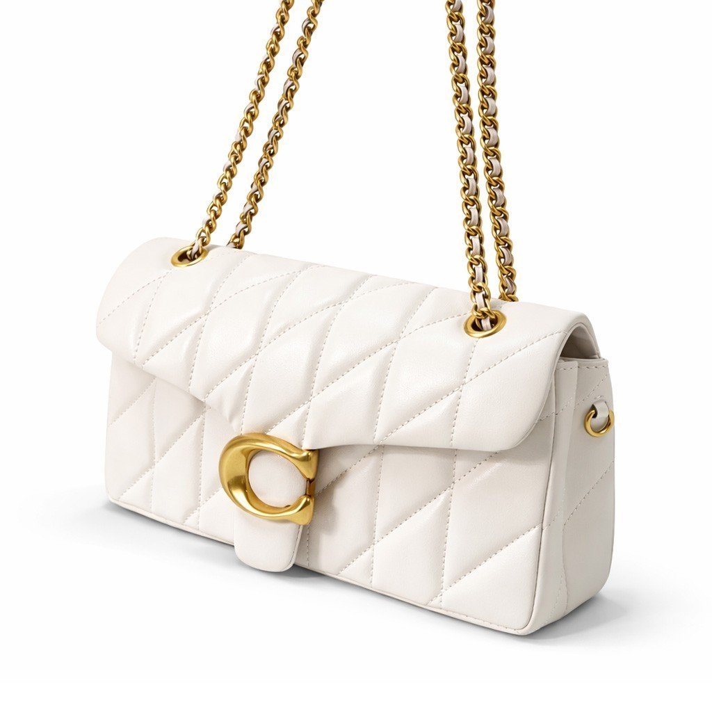 COACH Tabby 26 Quilted Shoulder Bag Beige Leather CP150 Outlet New