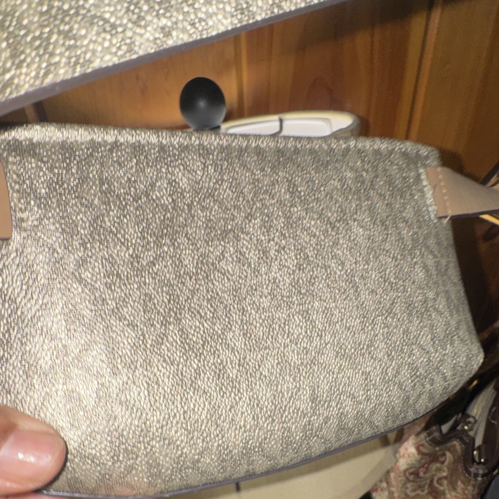 Michael Kors Gold Logo Zip Wristlet for Women with Inner Pocket Beige Strap