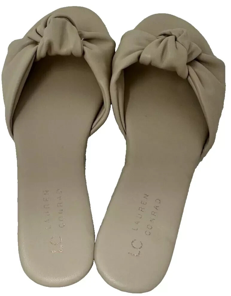 LC Lauren Conrad Women’s Cedar Knotted Slip On Slide Sandals Bone Size:10 141Q