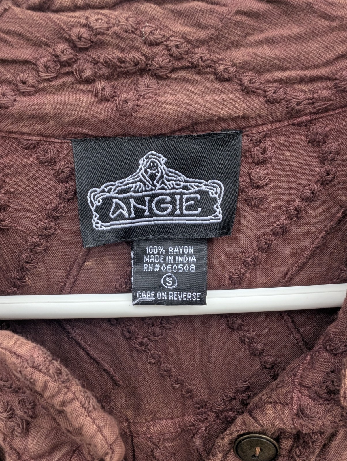 Angie Embroidered Utility Jacket Women Small Brown Boho Goblin Gremlin Grunge