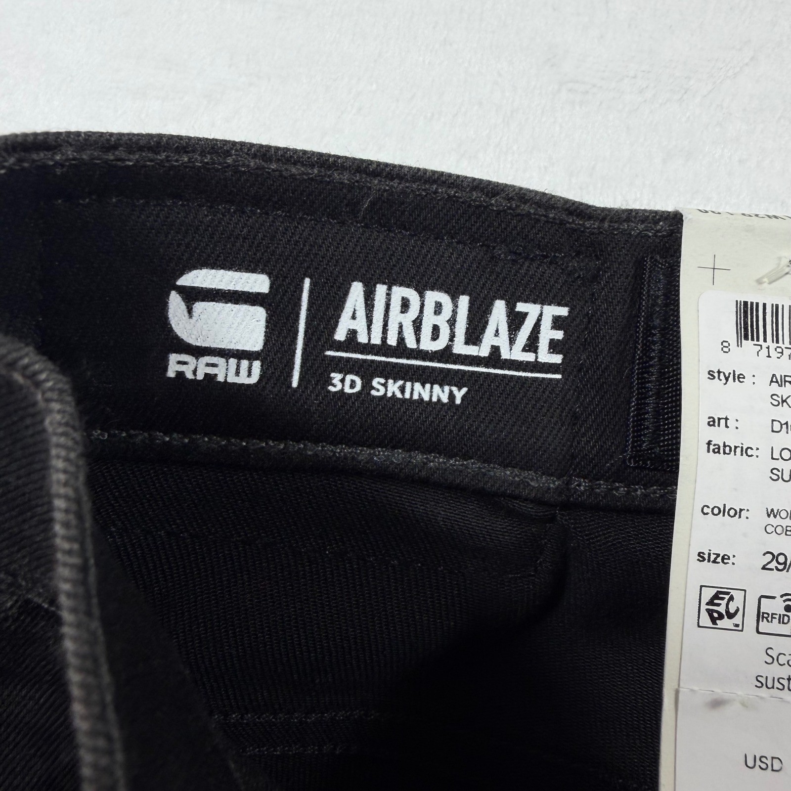 G-Star Raw Airblaze 3D Skinny Jeans Men 29×30 Black Loomer Superstretch NWT $260
