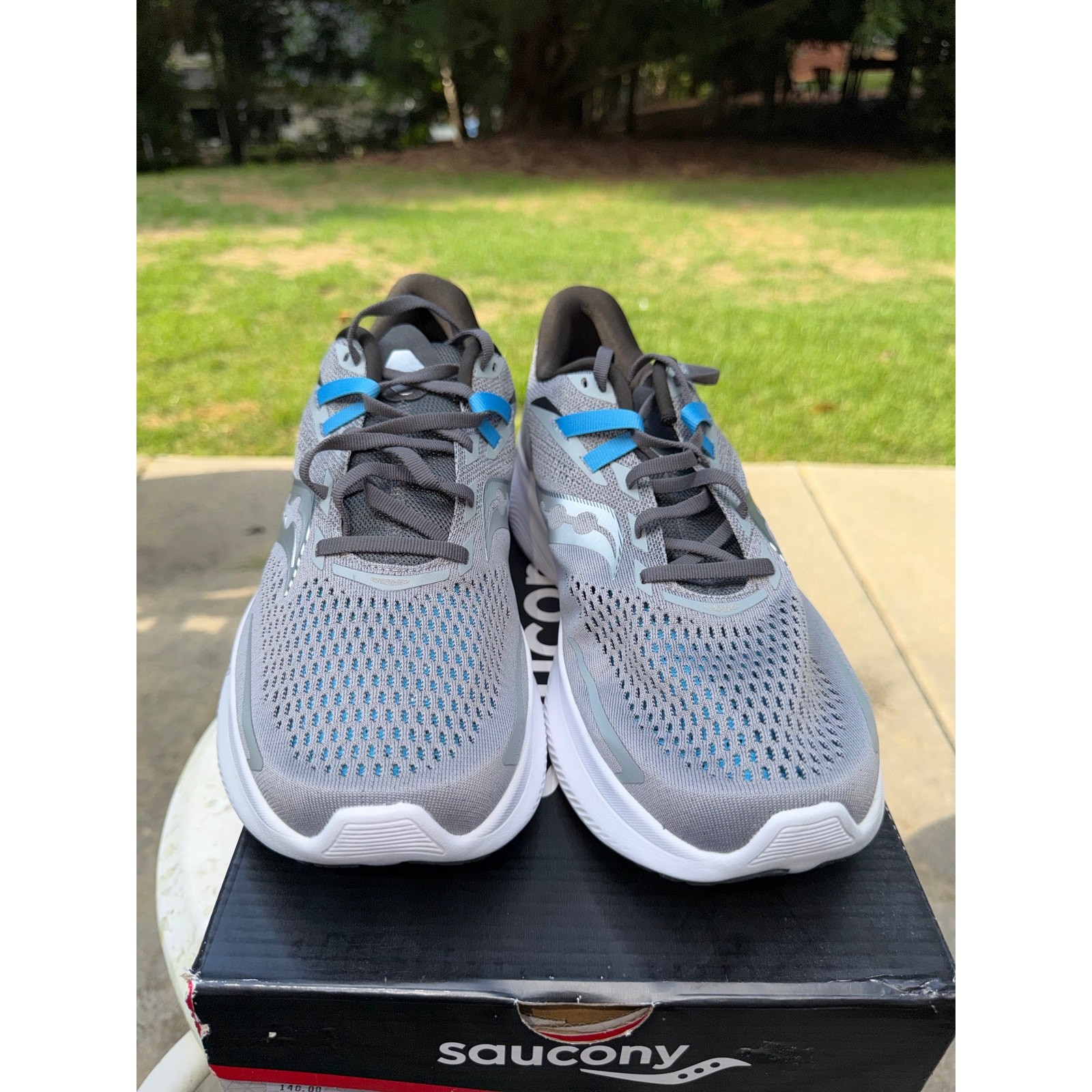 NEW Saucony Ride 15 Men’s 12.5 Running Shoes Gray Blue PWRRUN Road Runner