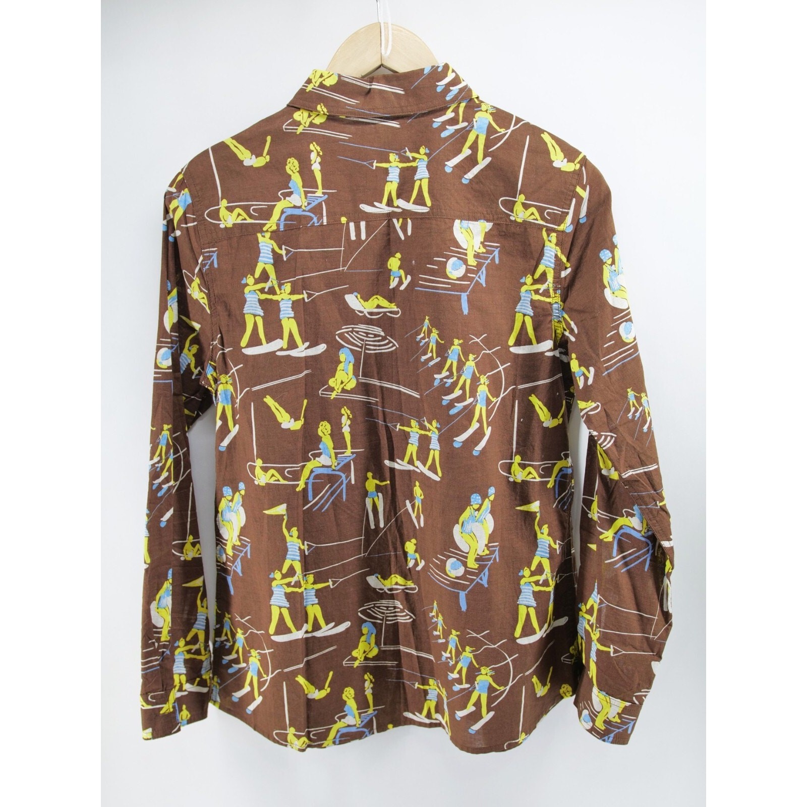J. McLaughlin Lois Shirt Plage Royale Brown/blue/off White Size Medium NWT $178