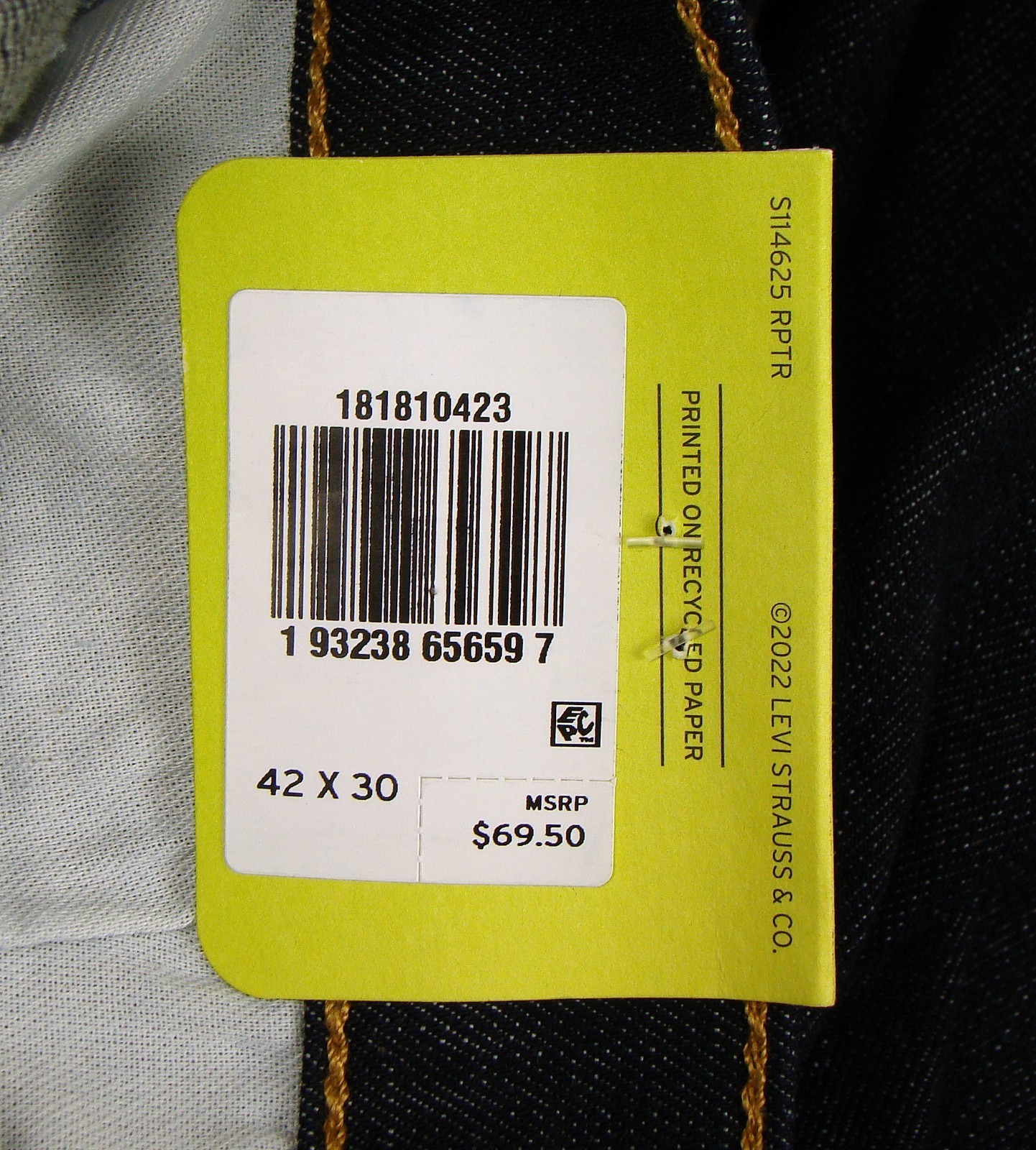 New Levis 541 Men’s Jeans Athletic Taper 42X30 DARK BLUE Stretch FREE SHIPPING