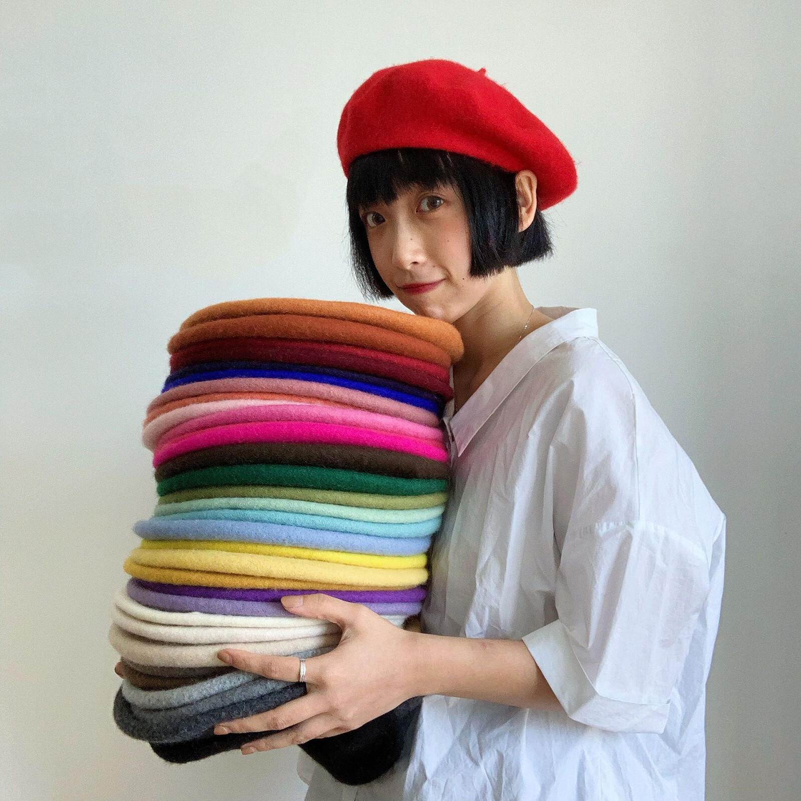 Women Casual Beanie Wool Beret Classic Elegant French Style Solid Color Hat