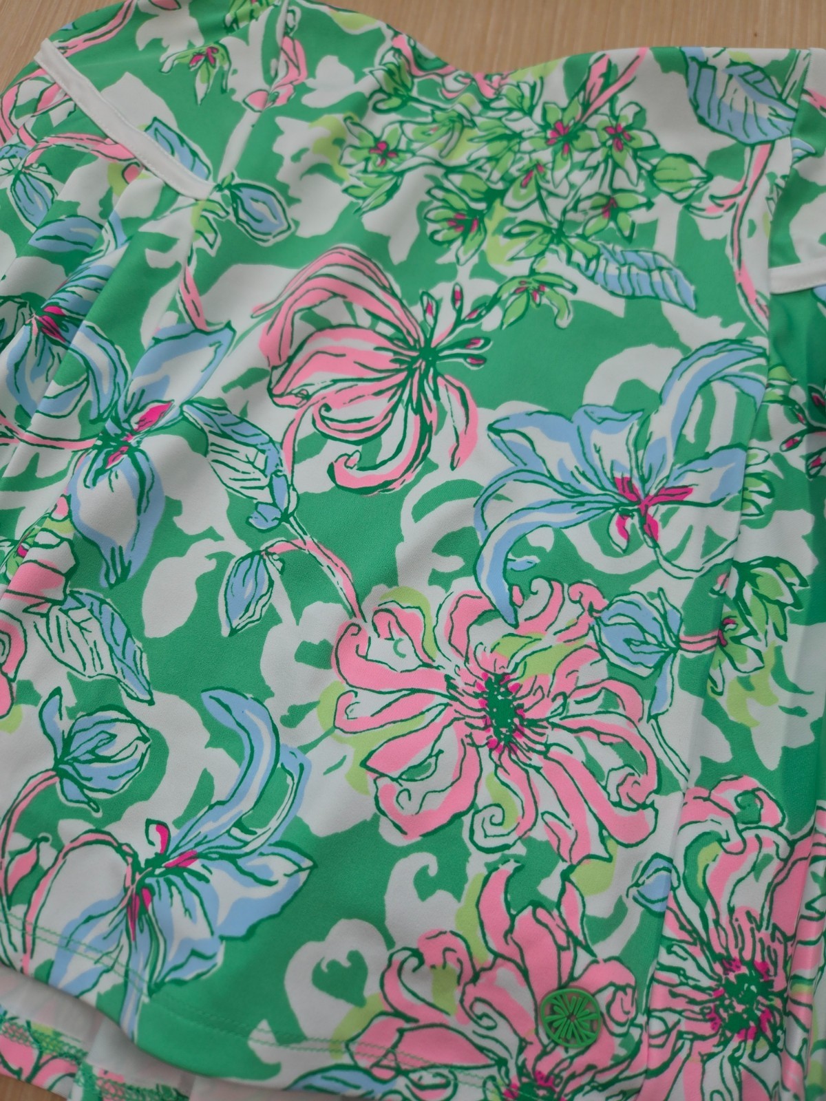 Lilly Pulitzer Luxletic Bacio Skort Green Spearmint Blossom Pleated Tennis Sz M