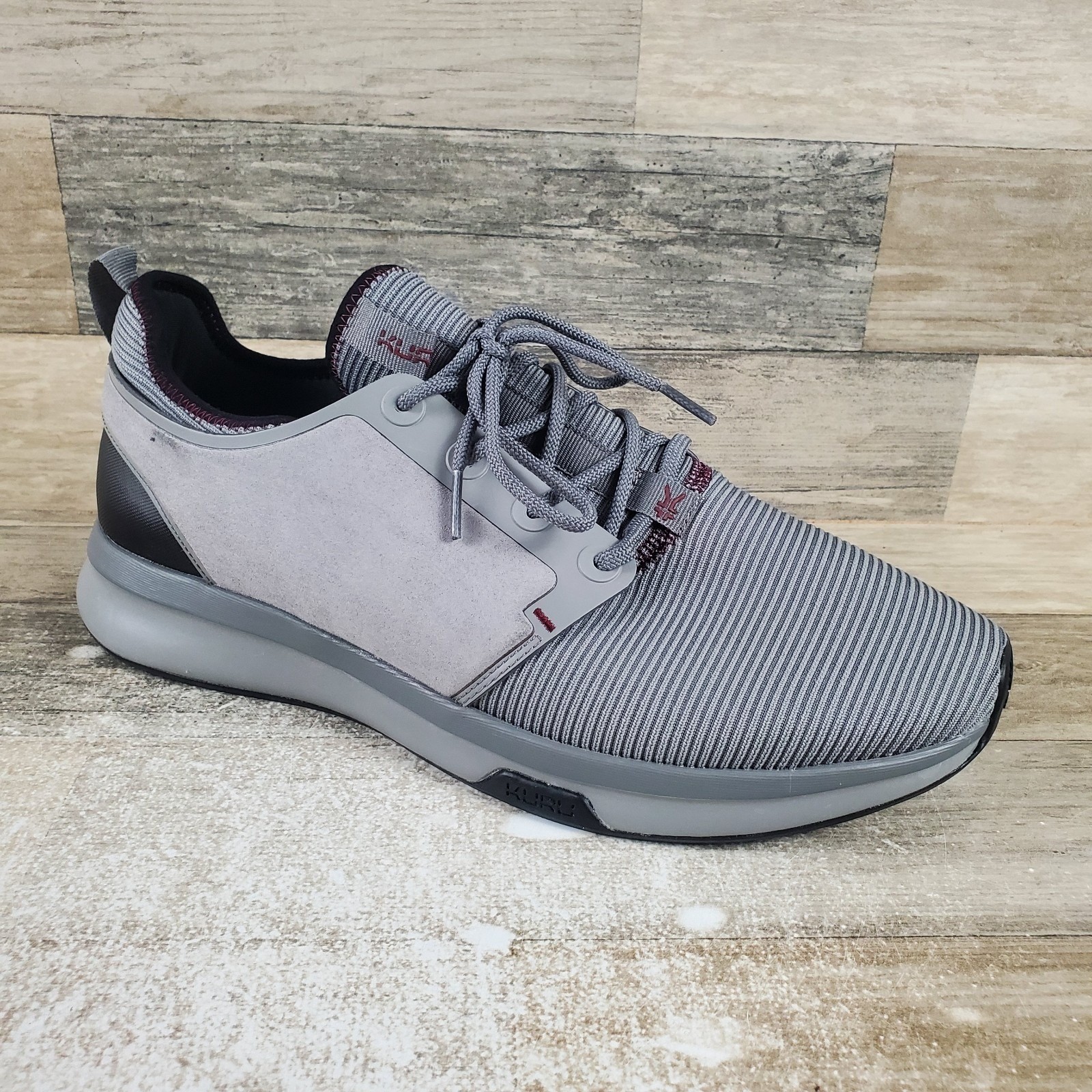 Kuru Atom Mens Shoes Sz 10 W Running Athletic Storm Gray Black Lace Up Sneakers