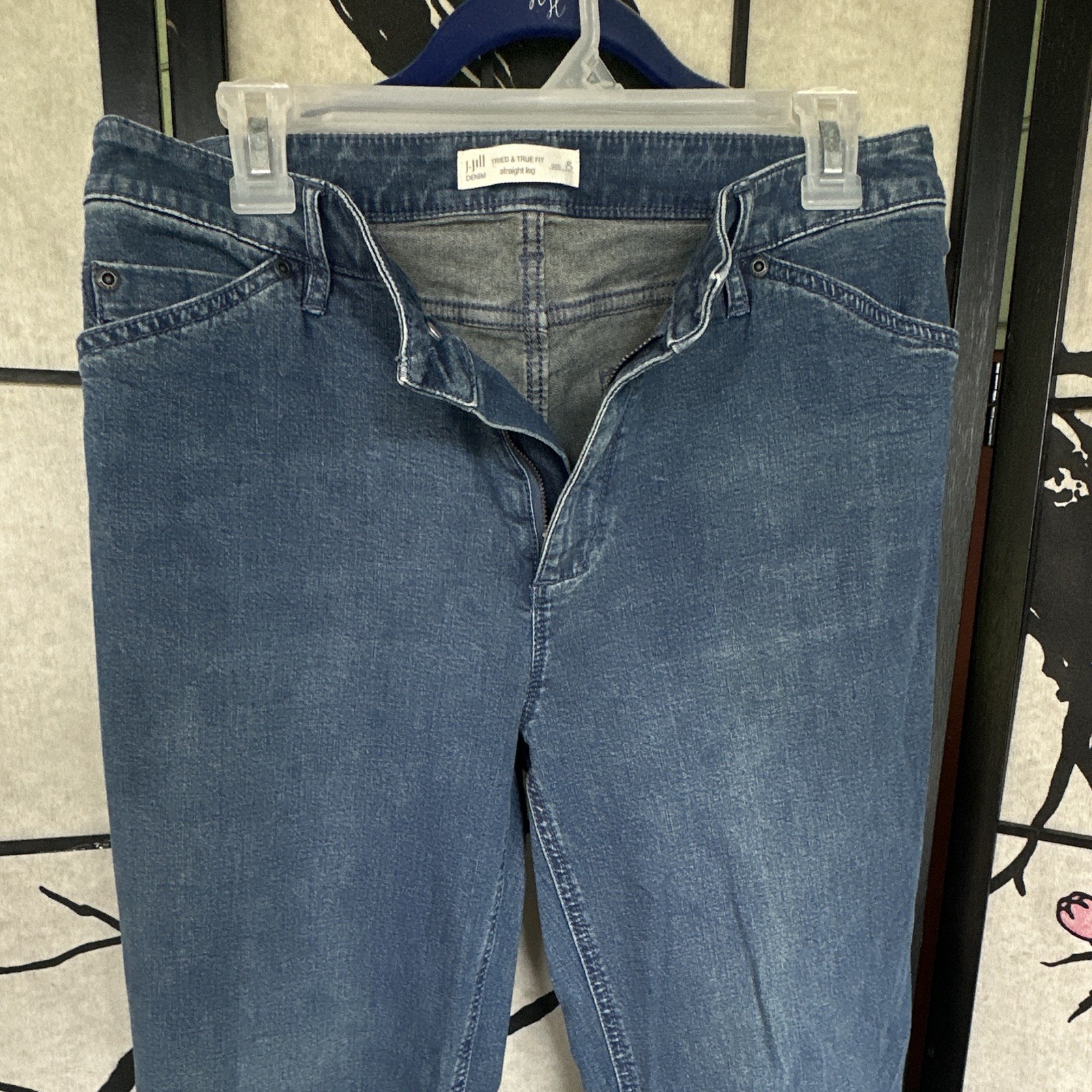 J. Jill Women’s Tried & True Straight Leg Medium Wash Blue Denim Button 5-Pocket