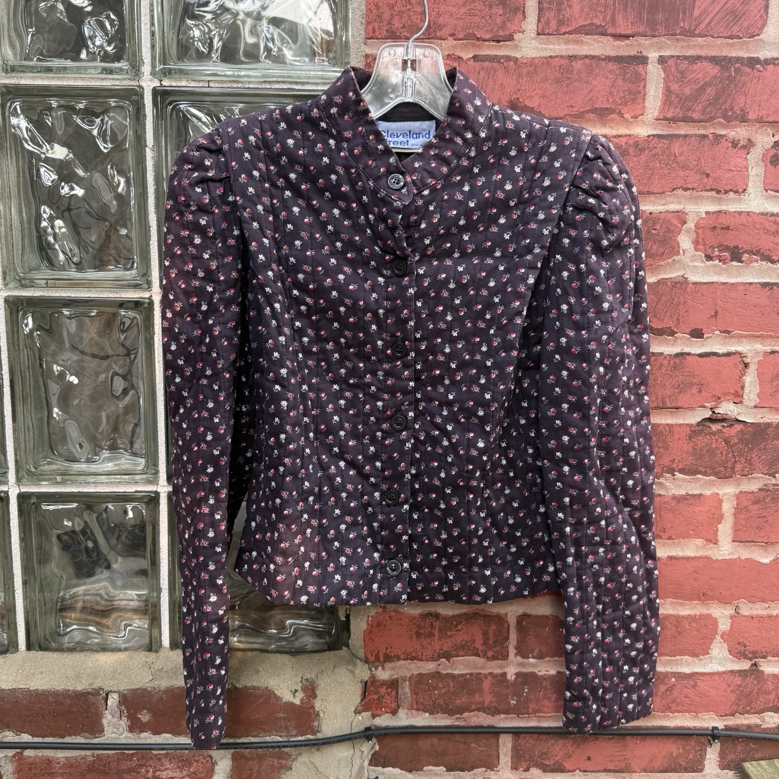 Vintage Quilted Floral Button Down Blouse Women’s Size Small