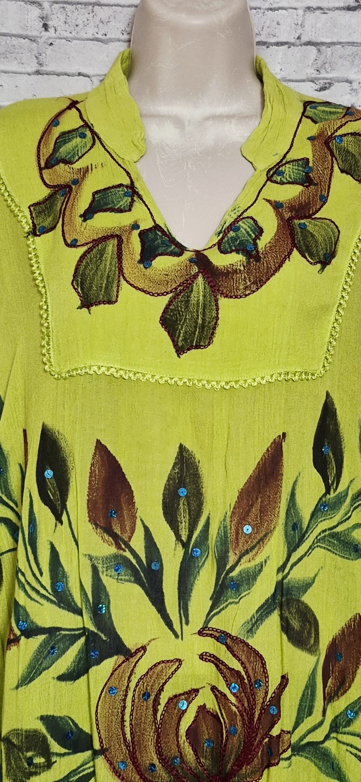 California Breeze Free Size Floral Embroidered Sequin Tunic Top Cover-Up Beach