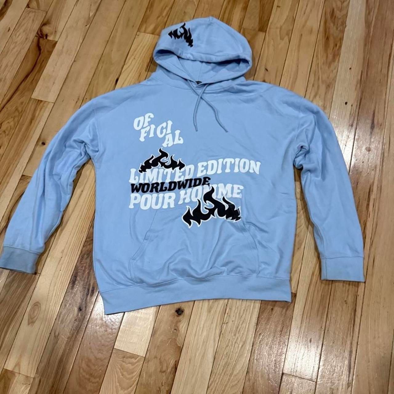 BoohooMAN Limited Edition Pour Homme Flame Hoodie Light Blue