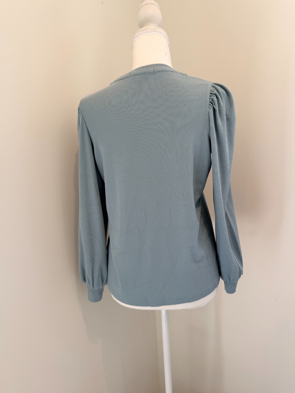 Marine Layer Women’s Lexi Ribbed Puff Sleeve Top Sz S Slate Blue