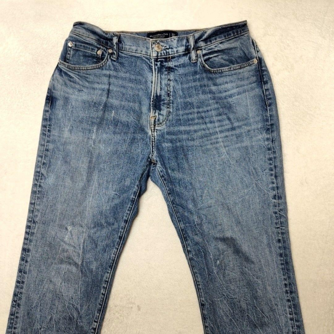 Abercrombie & Fitch Jeans Mens 33×30 Blue Athletic Straight Light Wash Stretch