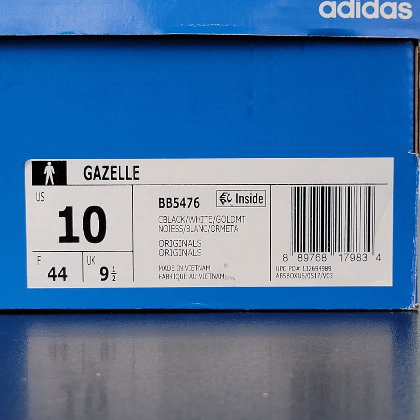Adidas Gazelle Men’s Size 10 Shoes Black White Athletic Casual Sneakers