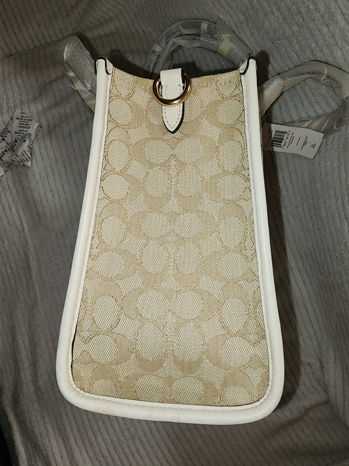 Coach Dempsey Carryall (Style No. C8448)Beige/White Detachable Strap Gold Hrdwre