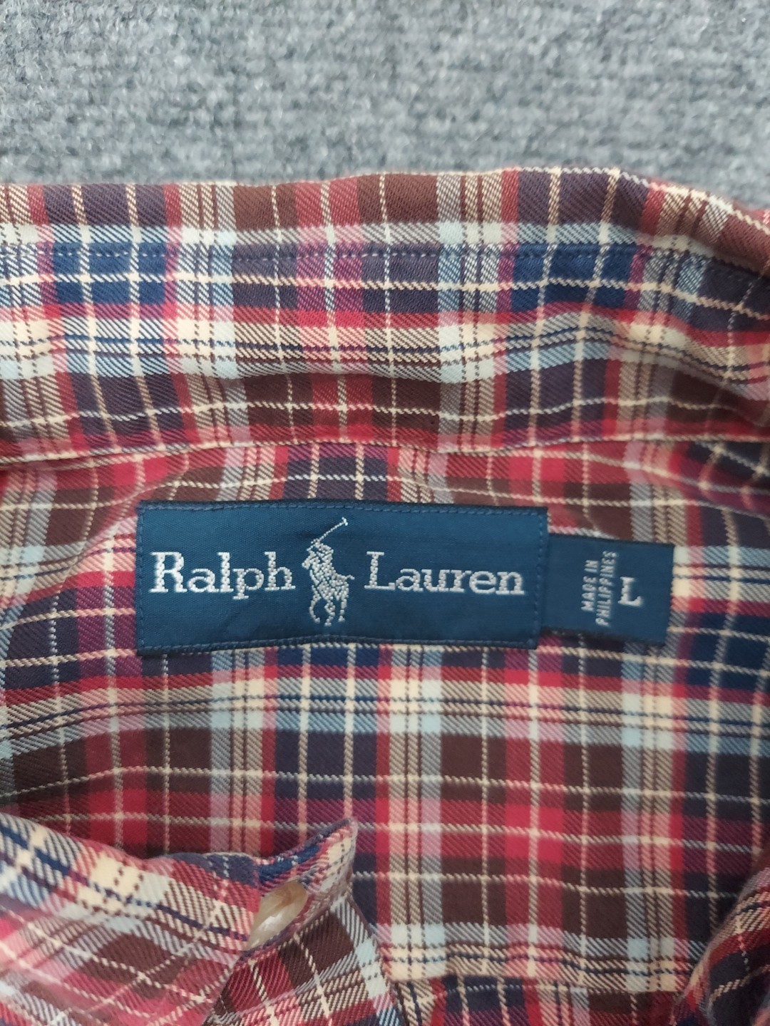 Vtg Ralph Lauren Flannel Shirt Mens Large Red Plaid Elbow Patches Button Down